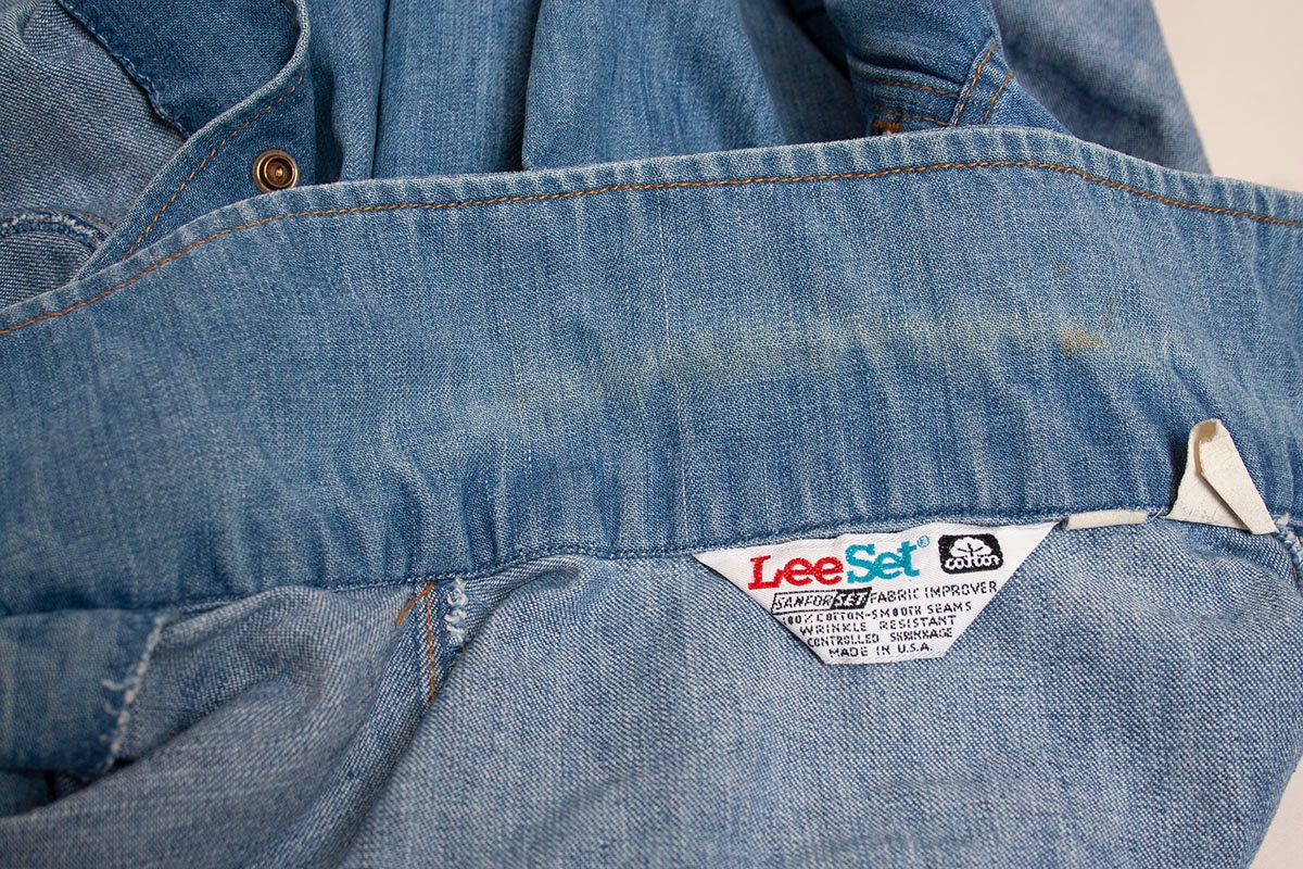 Vintage 70s Denim Jacket Et Medium Blue Jean Jacket Mens Unisex Snap Button Front Medium Large by Lee - Image 9