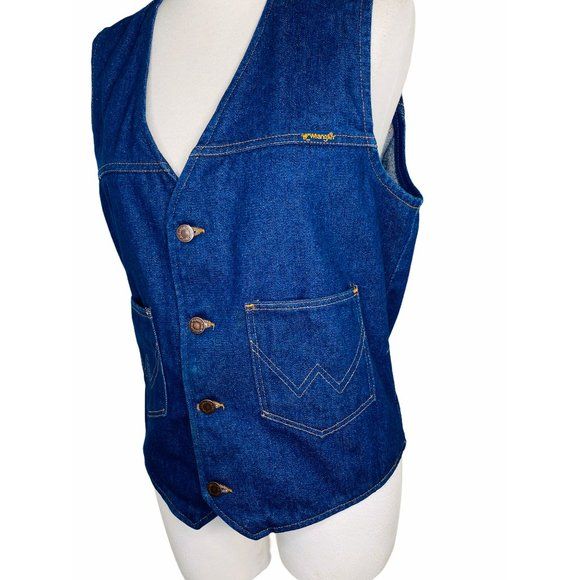 Vintage 70s Denim Vest with Large Honda Gold Wing Patch M Made In Usa by Wrangler - Image 6