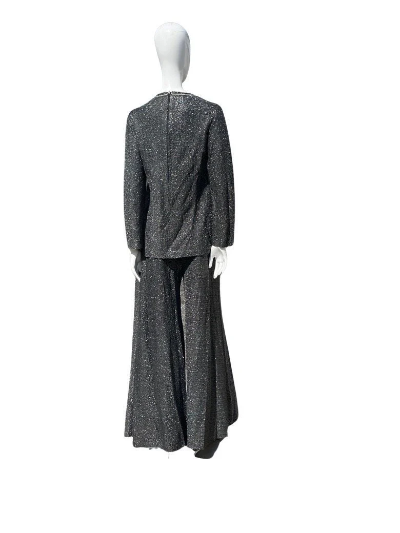Vintage 70s Disco Bell Bottom Pants and Top Set Ensemble Palazzo Pants Loll Ease and Embellished Tunic Top Size M Partt Pantsuit by Loll Ease - Image 6
