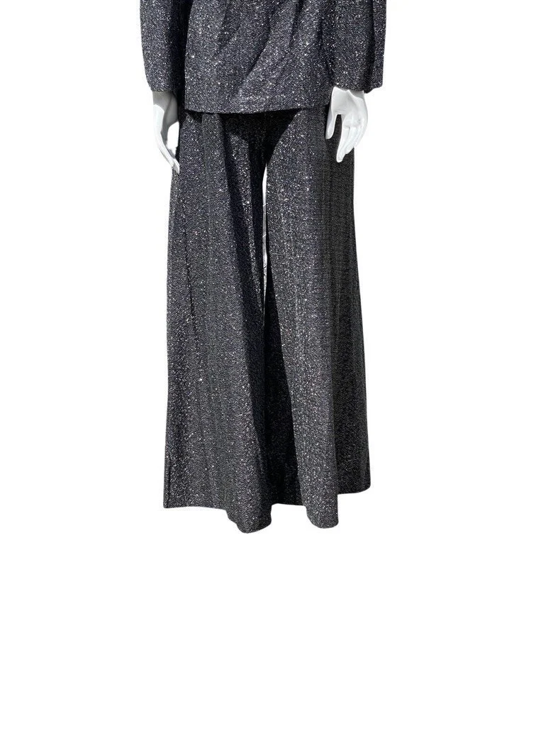 Vintage 70s Disco Bell Bottom Pants and Top Set Ensemble Palazzo Pants Loll Ease and Embellished Tunic Top Size M Partt Pantsuit by Loll Ease - Image 7