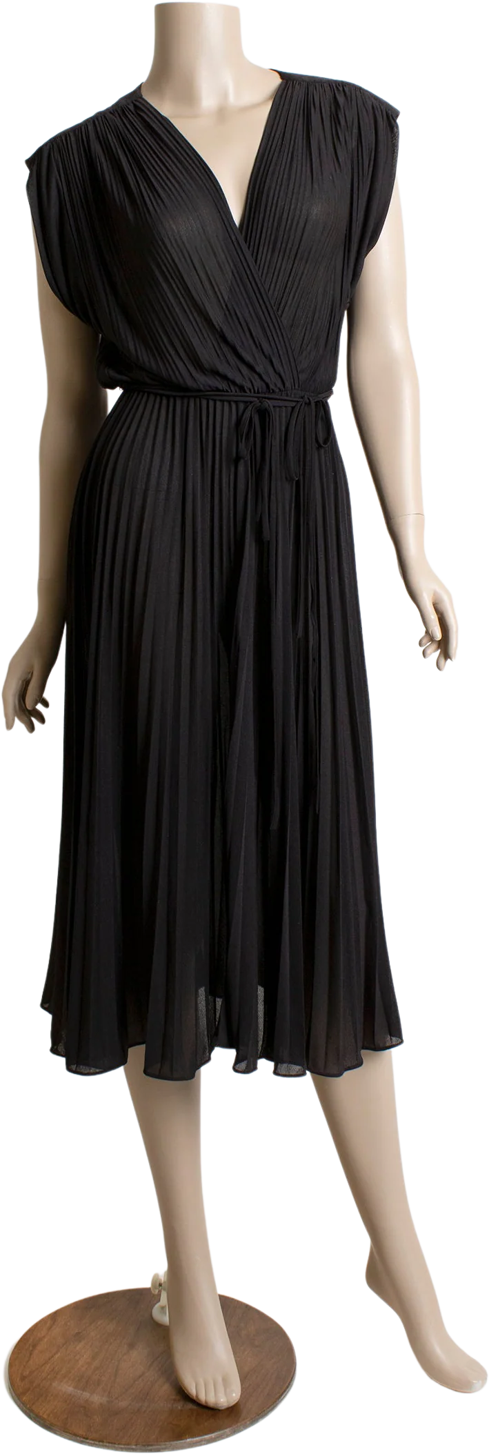 Vintage 70s Disco Dress Sheer Black Pleated Slinky Wrap Style Full Sweep Skirt Disco Dress by Jody of California Jt Small by Jody of California