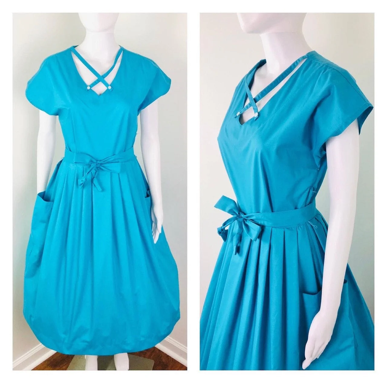 Vintage 70s Does 50s Sundress with Huge Bucket Pockets - Image 3