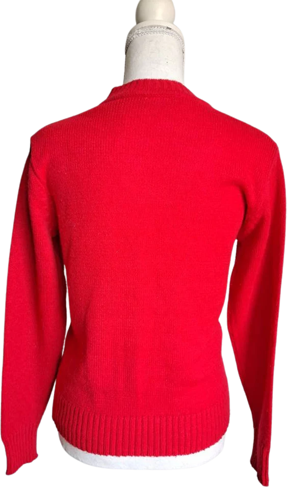 70s Vintage Bright Red Pullover V-neck Sweater By Empire - Image 2