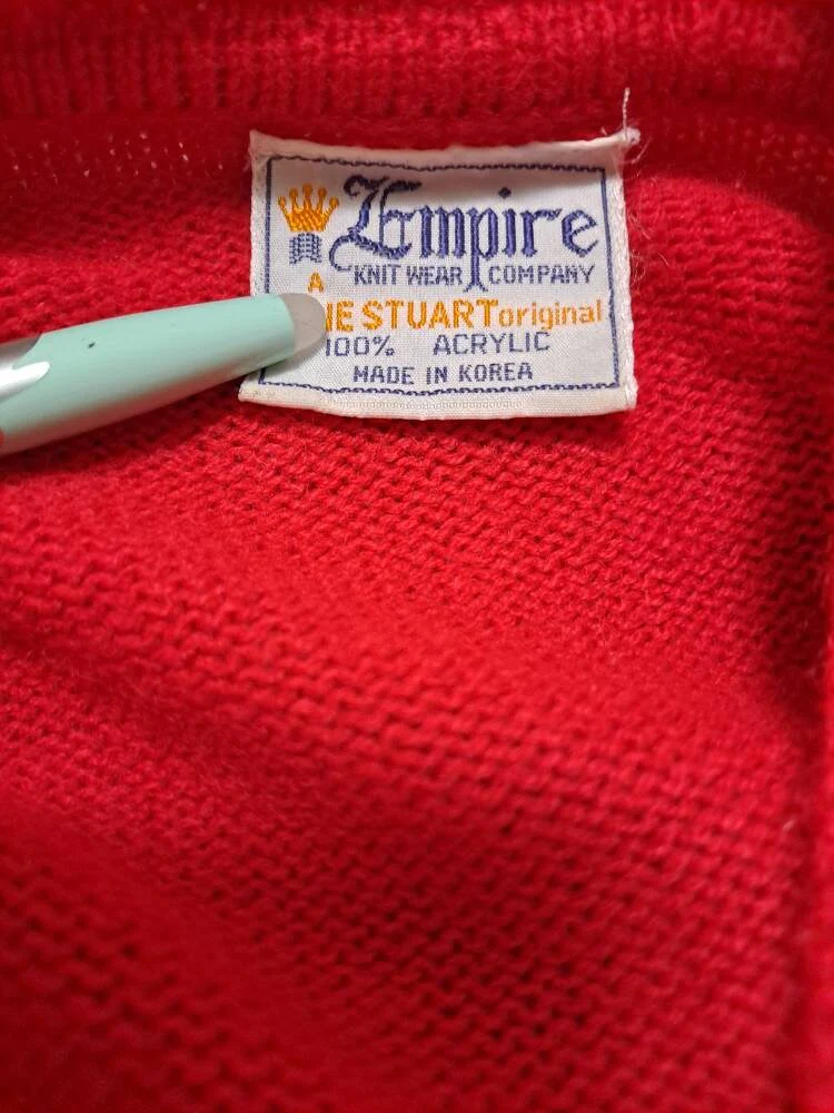 70s Vintage Bright Red Pullover V-neck Sweater By Empire - Image 7