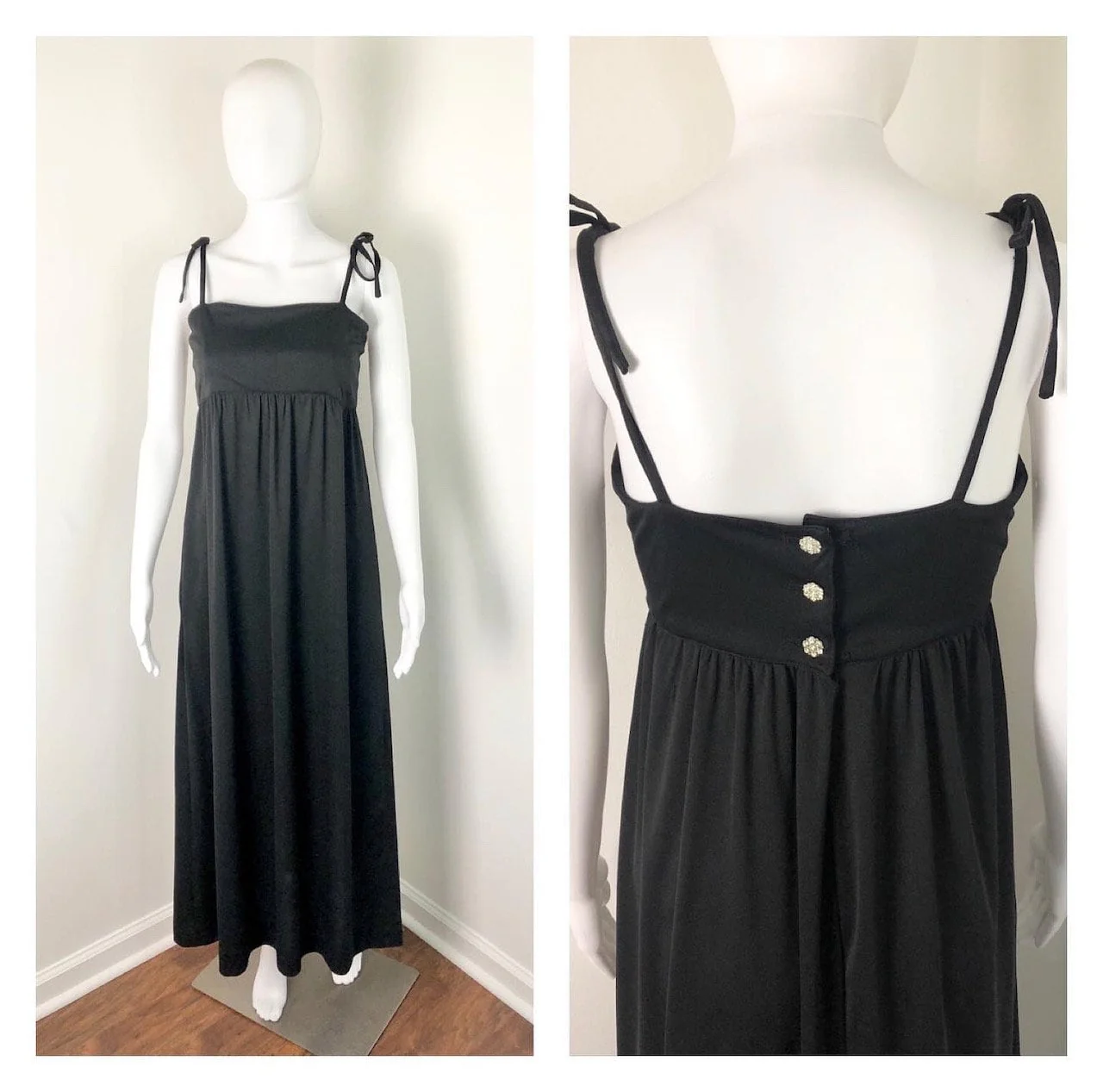 Vintage 70s Empire Waist Maxi Dress by Leslie J. - Image 2