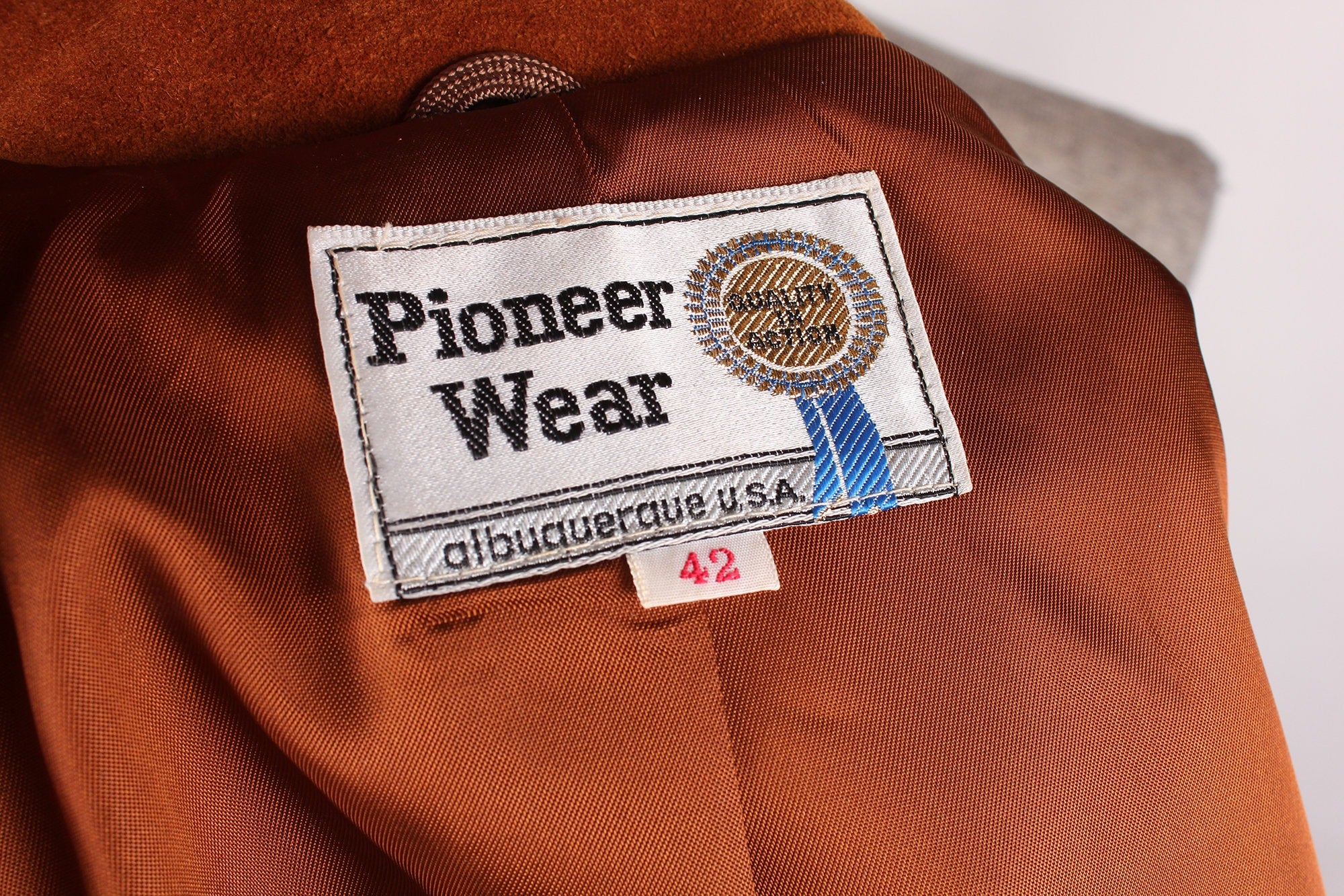 Vintage 70s Era Brown Suede Men's Western Cowboy Easy Rider Coat Costume Pioneer Wear Brand by Pioneer Wear - Image 2