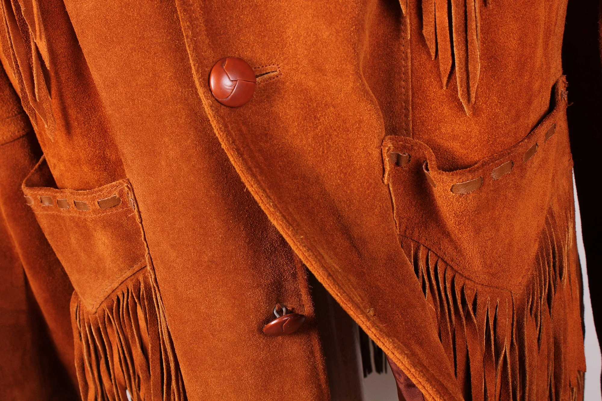 Vintage 70s Era Brown Suede Men's Western Cowboy Easy Rider Coat Costume Pioneer Wear Brand by Pioneer Wear - Image 6