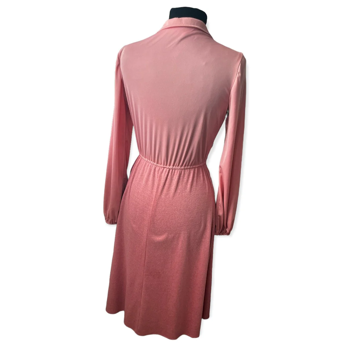 Vintage 70s Fall Mauve Pink Blush Long Sleeve Midi Dress Size Med L by Trolley Car - Image 2