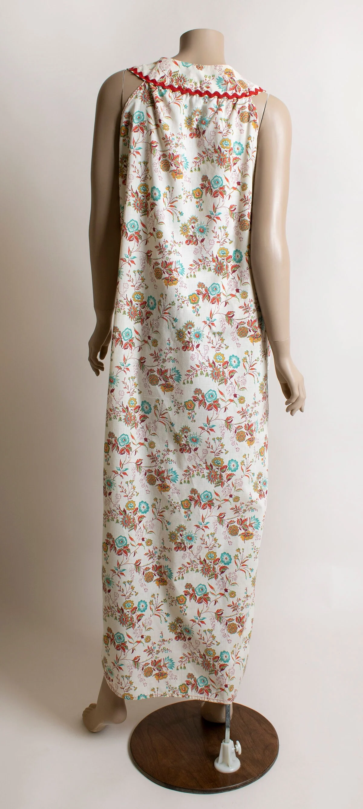Vintage 70s Floral Maxi Dress Warm Autumn Tone Summer Flower Print Floor Length Tunic Dress Lounge Small - Image 2