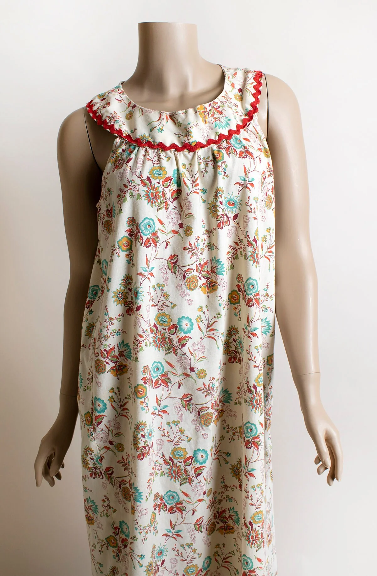 Vintage 70s Floral Maxi Dress Warm Autumn Tone Summer Flower Print Floor Length Tunic Dress Lounge Small - Image 5