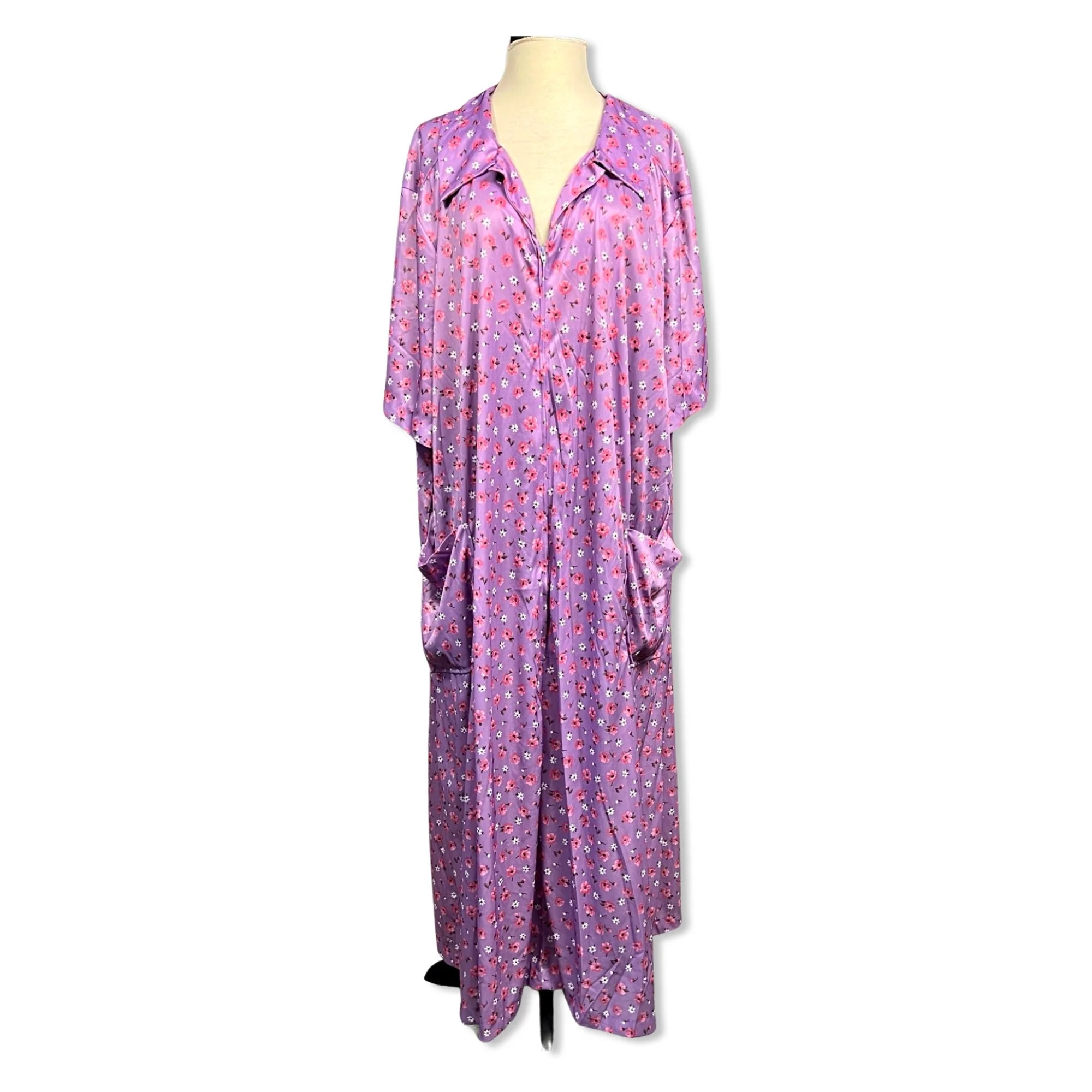 Vintage 70s Floral Print Lounger Dress by Ina Carol - Image 6