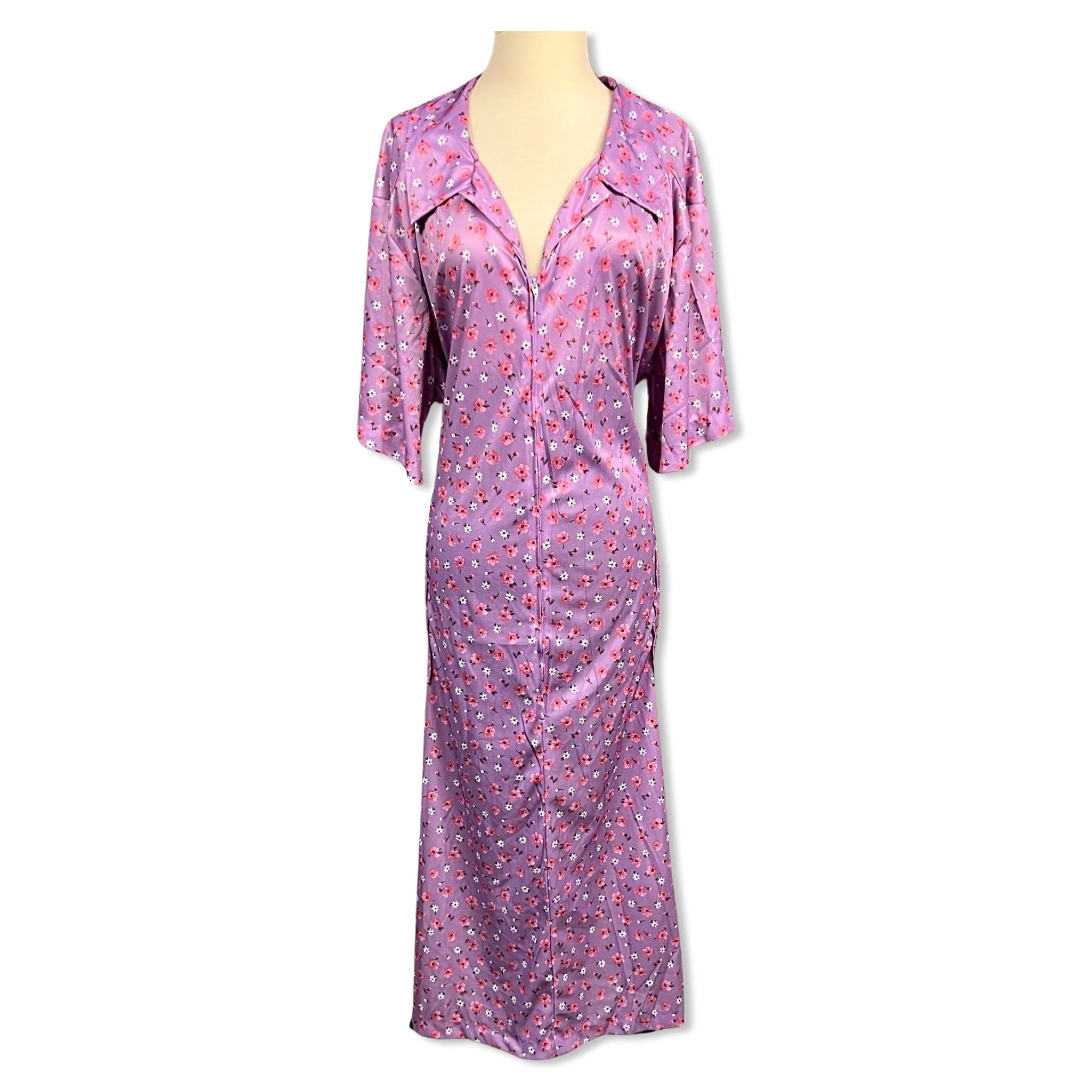 Vintage 70s Floral Print Lounger Dress by Ina Carol - Image 8