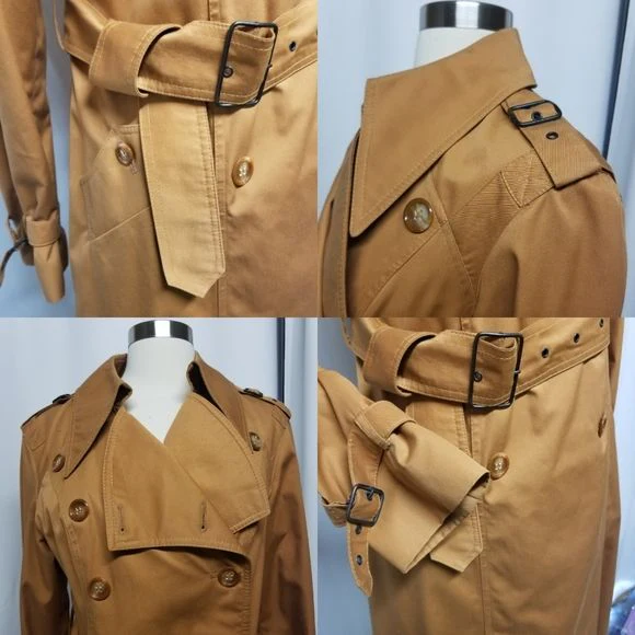 Vintage 70s Fox Run Camel Tan Double Breasted Belted Trench Coat by Fox Run by Little Foxes - Image 3