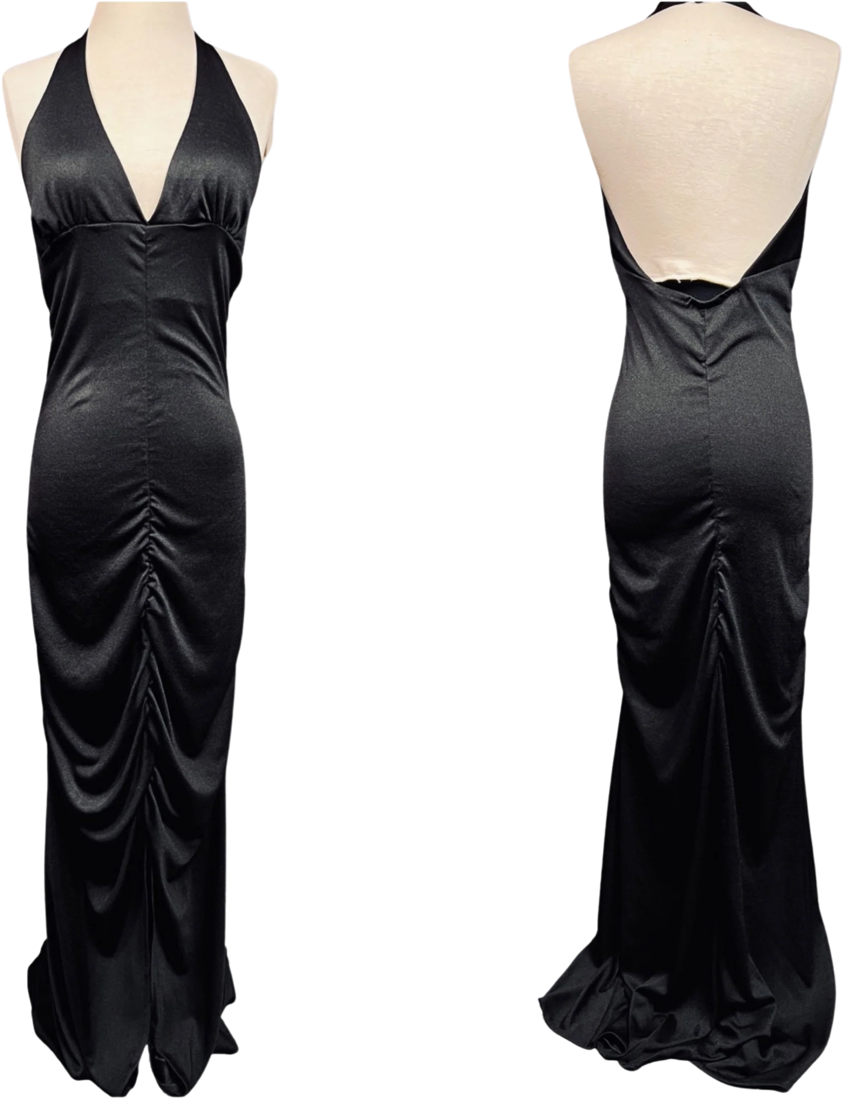 Vintage 70s Fredericks of Hollywood Sexy Black Halter Knit Dress by Fredericks Of Hollywood