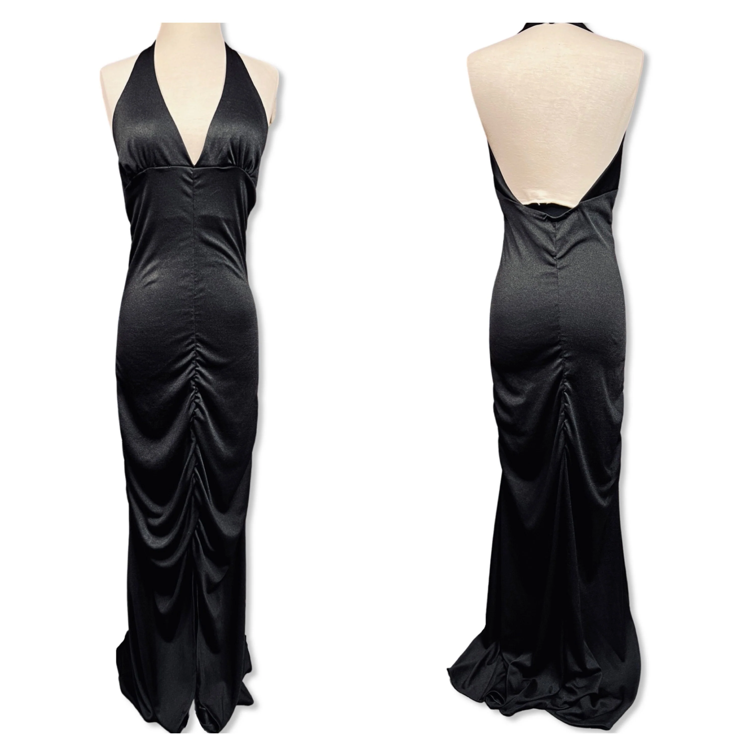 Vintage 70s Fredericks of Hollywood Sexy Black Halter Knit Dress by Fredericks Of Hollywood - Image 2