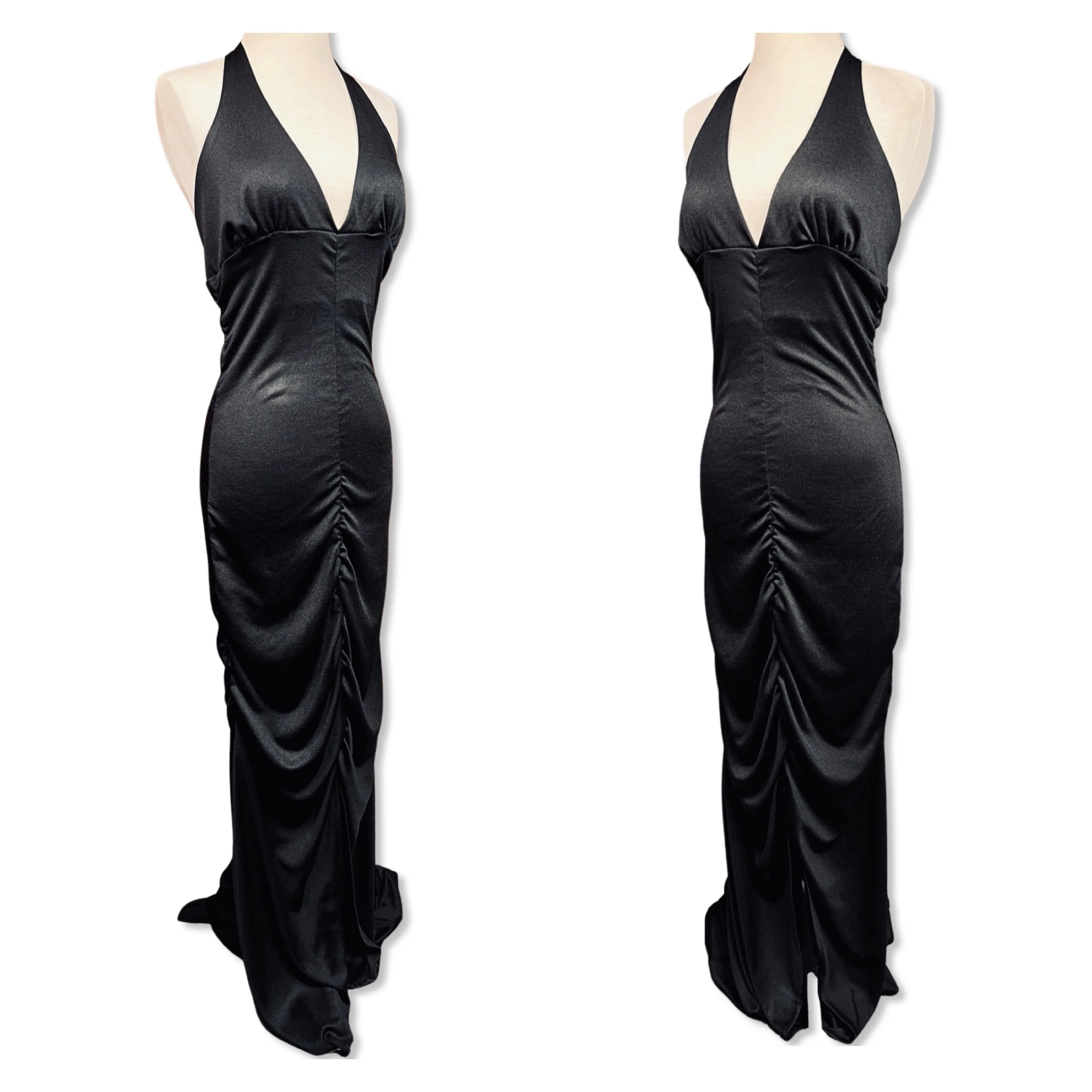 Vintage 70s Fredericks of Hollywood Sexy Black Halter Knit Dress by Fredericks Of Hollywood - Image 4