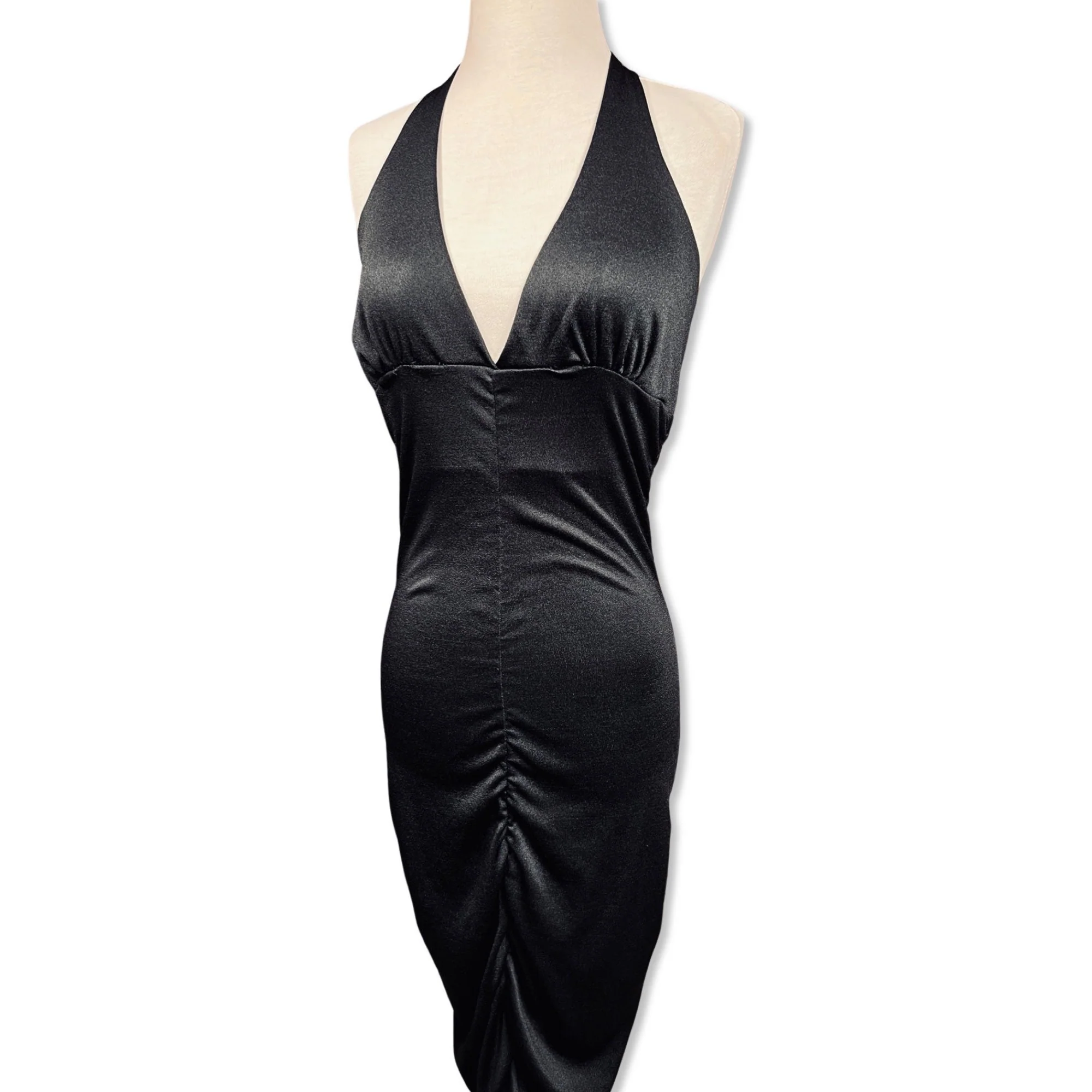 Vintage 70s Fredericks of Hollywood Sexy Black Halter Knit Dress by Fredericks Of Hollywood - Image 5