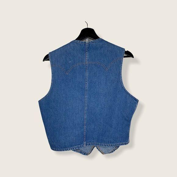 Vintage 70s Fresh Produce Crochet Lace Denim Vest Xl by Levis - Image 2