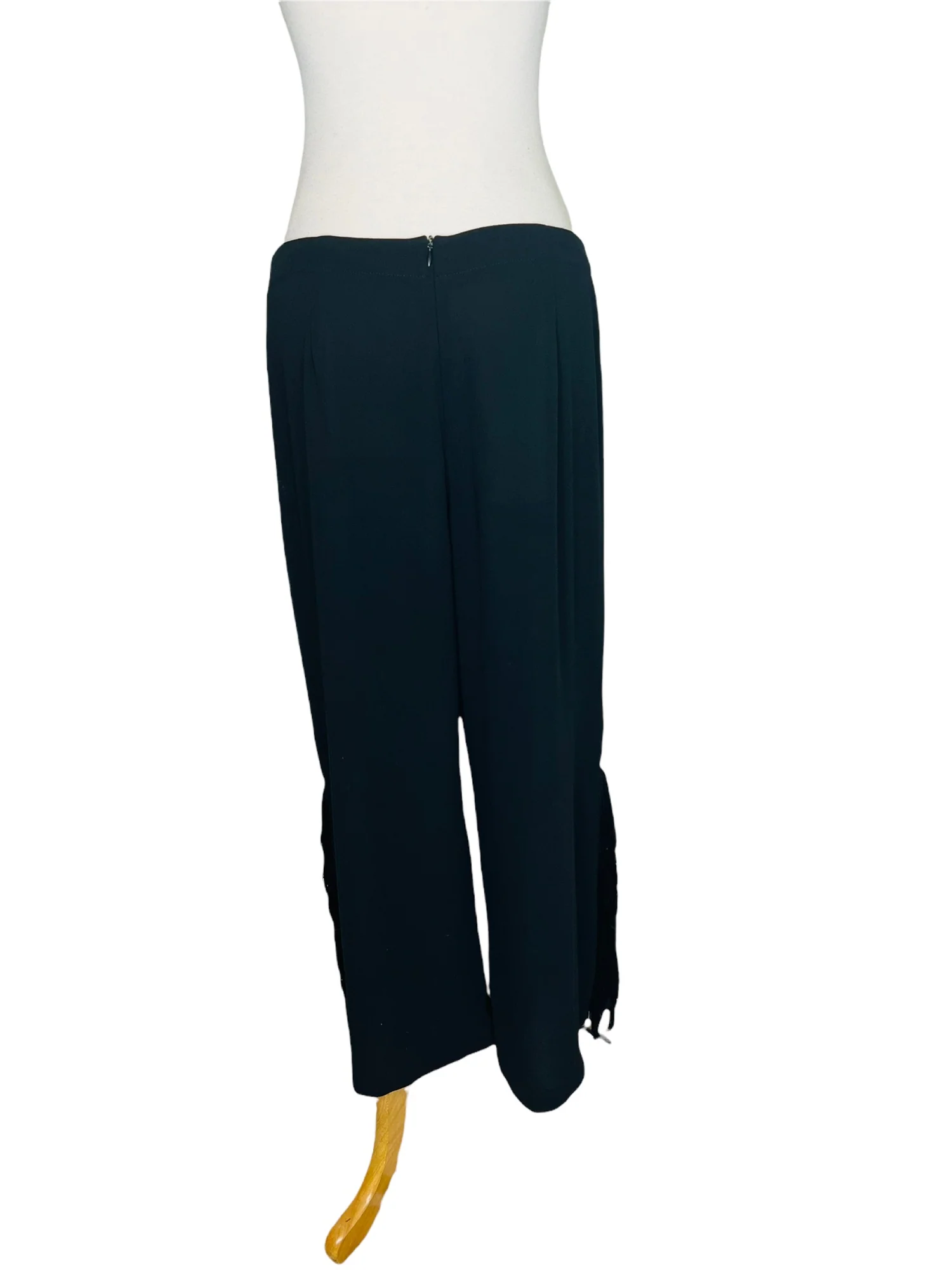 Vintage 70s Fringe Wide Leg Pants Black Rare by Cartise - Image 7