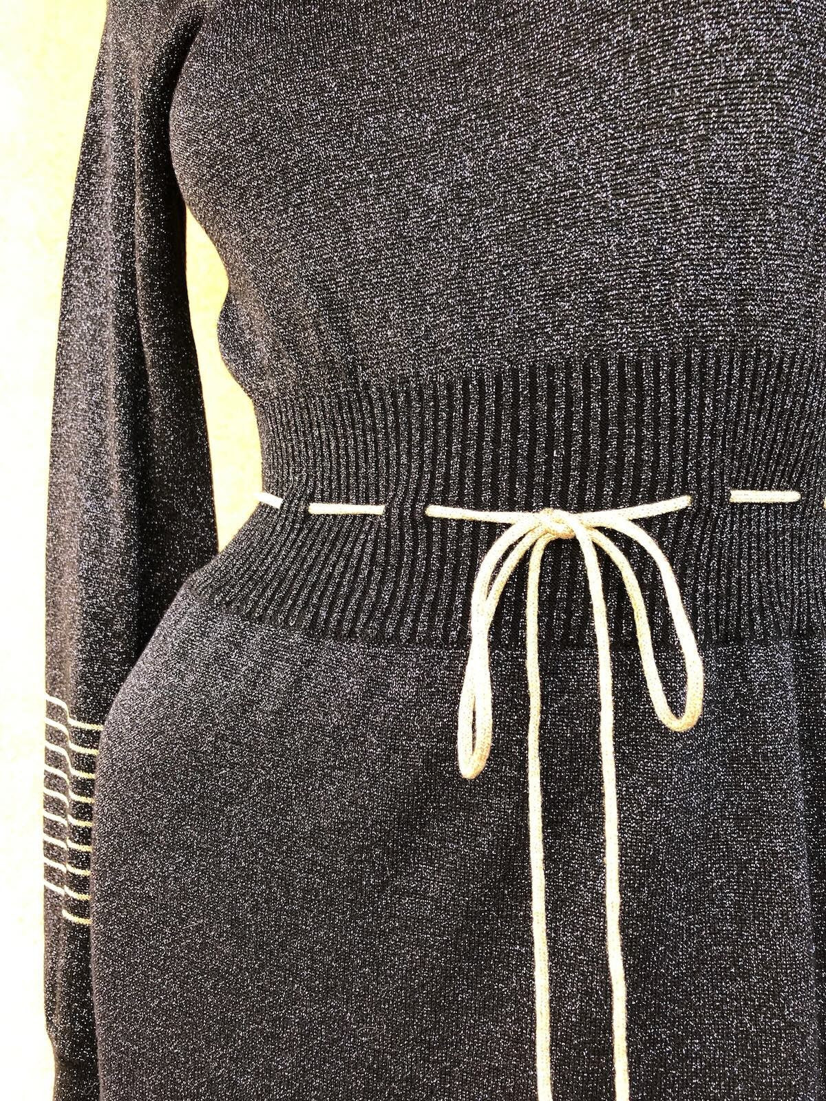 Vintage 70s Glittery Knit Sweater Dress Sz S - Image 7