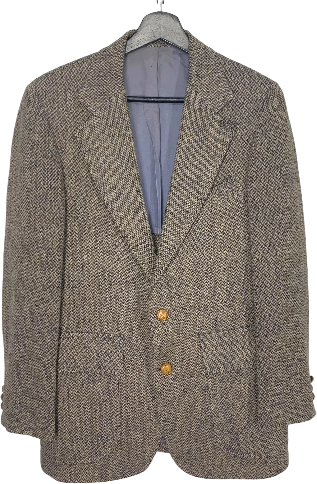 Vintage 70s Gray Brown Virgin Scottish Wool Harris Tweed Sport Coat 42r by Saks Fifth Ave
