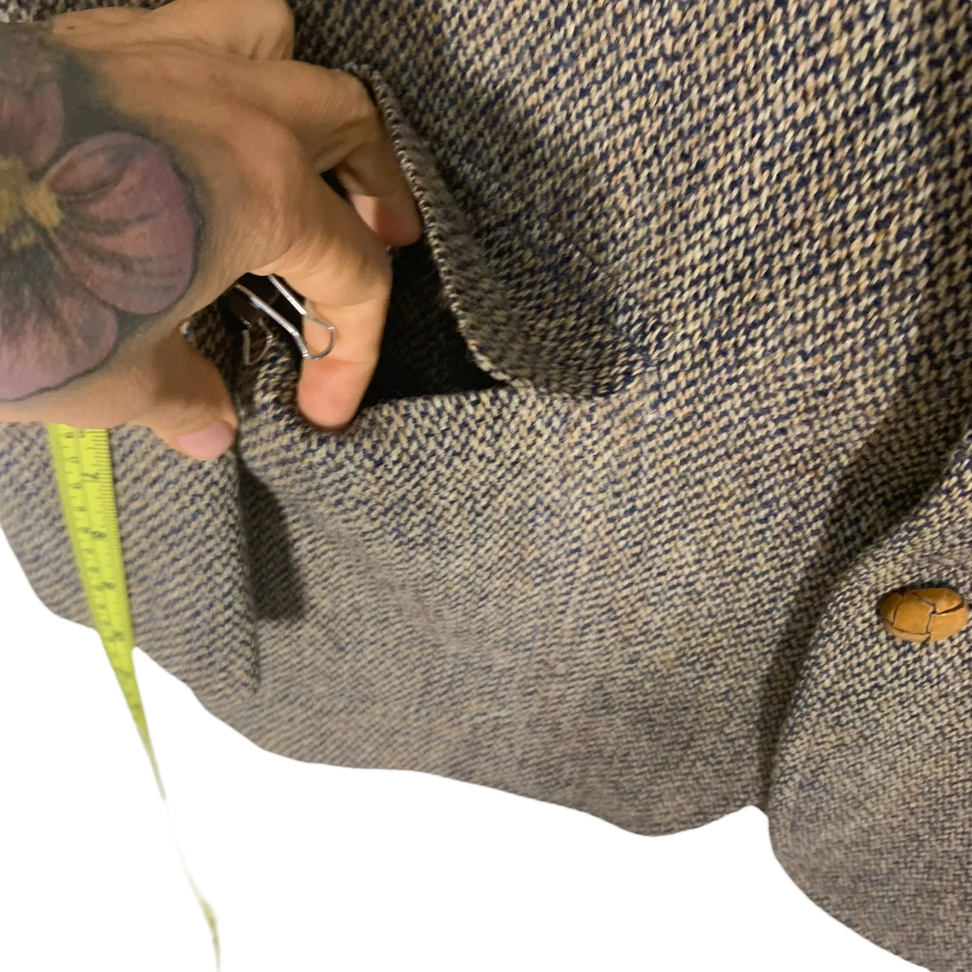Vintage 70s Gray Brown Virgin Scottish Wool Harris Tweed Sport Coat 42r by Saks Fifth Ave - Image 5