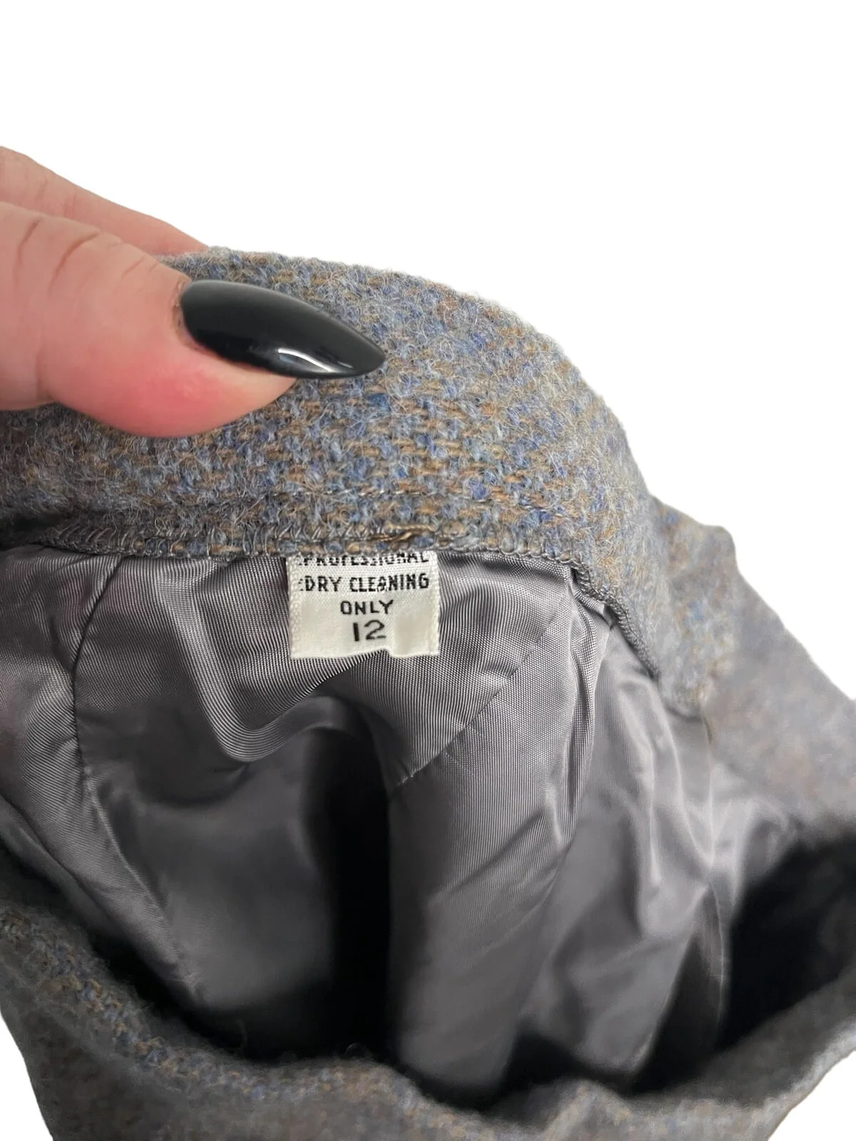 Vintage 70s Gray Wool A-Line Secretary Professional Skirt Size 12 Med Small - Image 4
