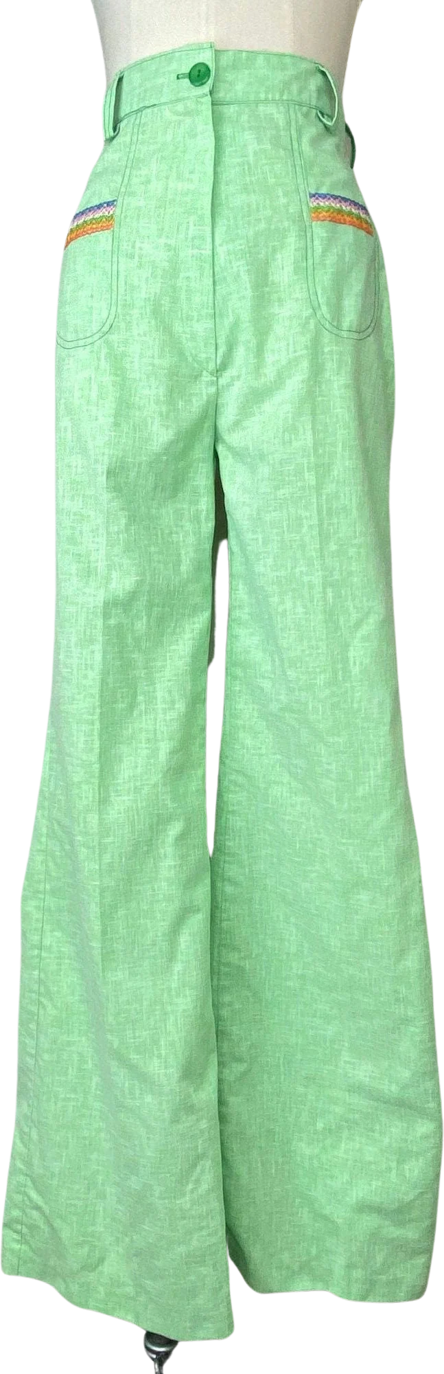Vintage 70s Green Bell Bottom Pants by Sigmund Isaacs Inc