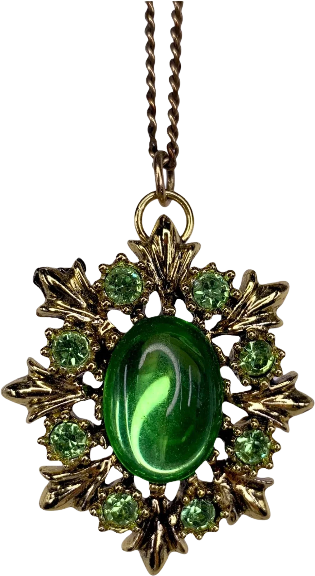 Vintage 70s Green Pendant Necklace