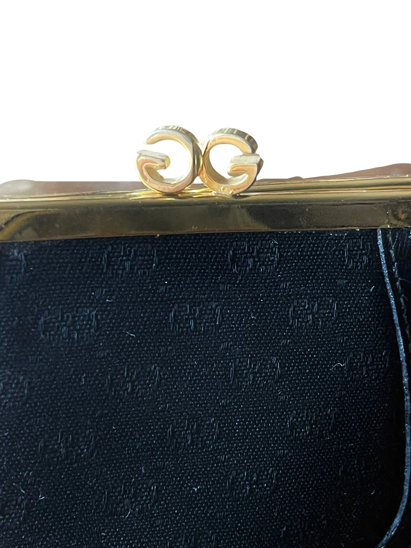 Vintage 70s Gucci Leather and Canvas Dual Pocket Kisslock Monogram Coin Purse Small Bag Double G Closure Chic Timeless Classic by Gucci - Image 6