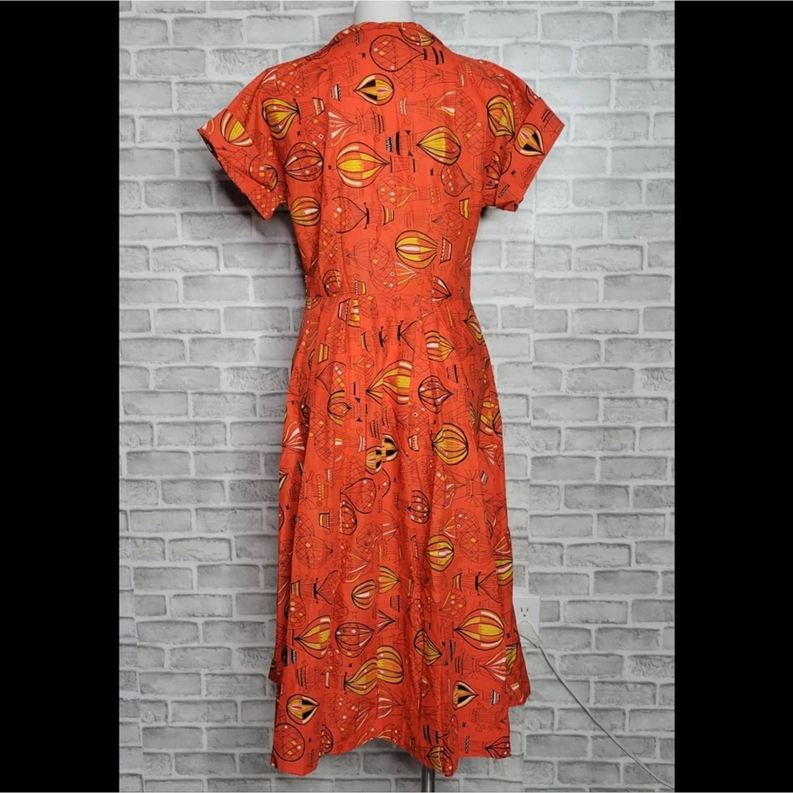 Vintage 70s Handmade Hot Air Balloon Print Midi Dress - Image 2