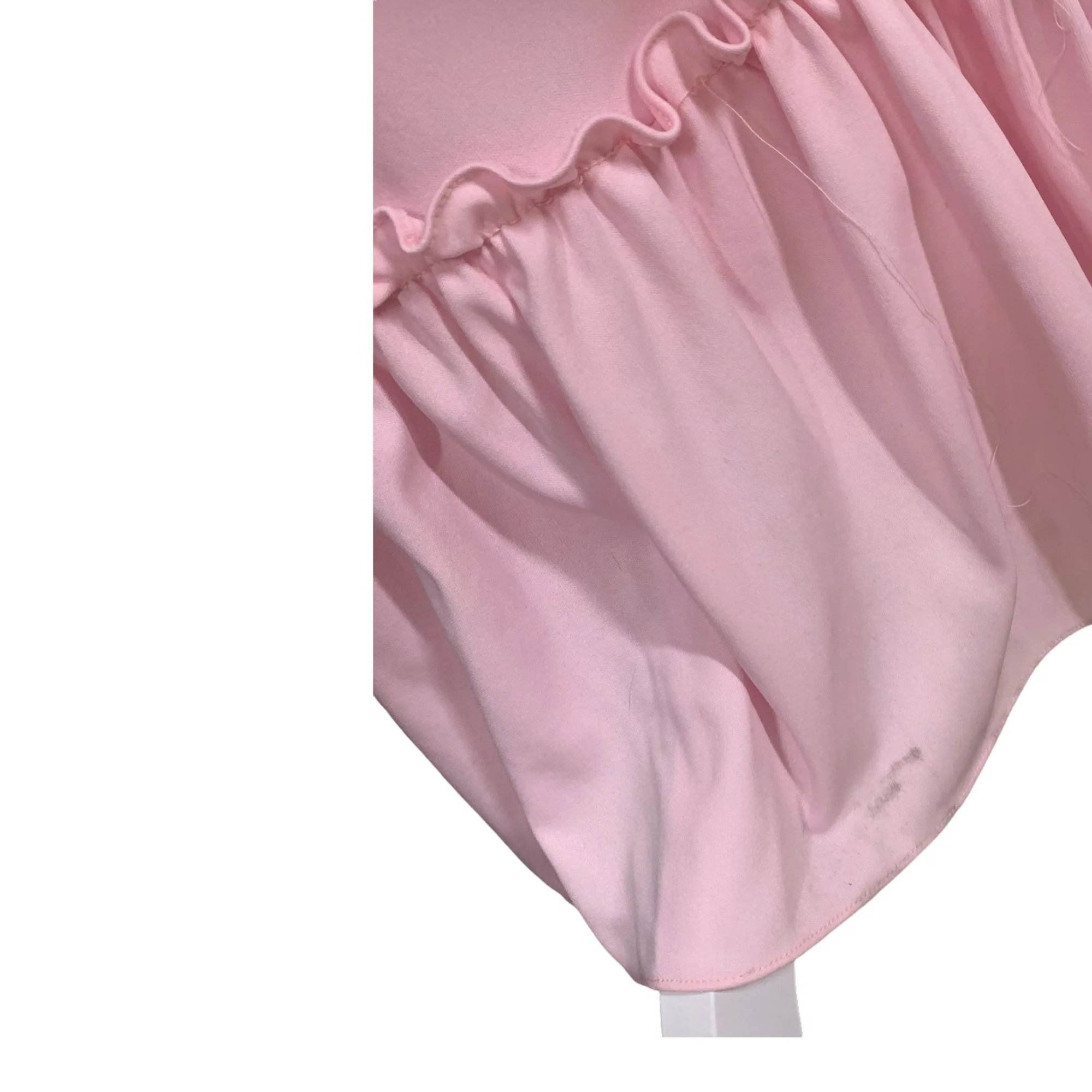 Vintage 70s Handmade Pink Long Sleeve Full Length Wide Neck Dress Medium - Image 10
