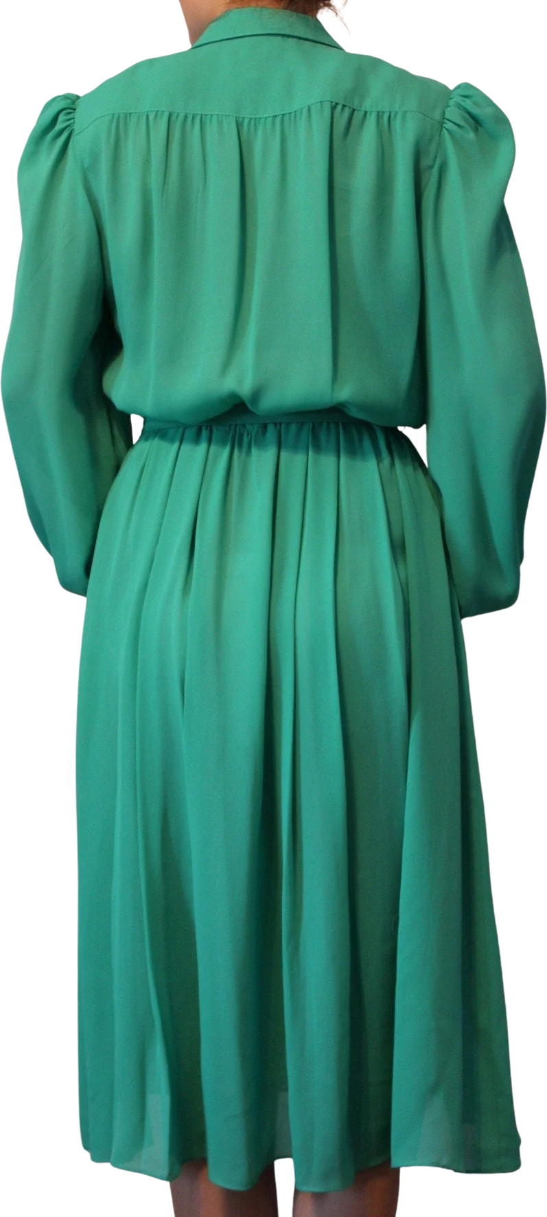70s Vintage Long Sleeve Green Shirtwaist Dress By Henry Lee - Image 2