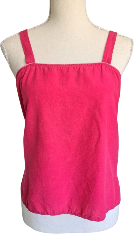 70s Hot Pink Linen Camisole Cropped Tank - Image 4