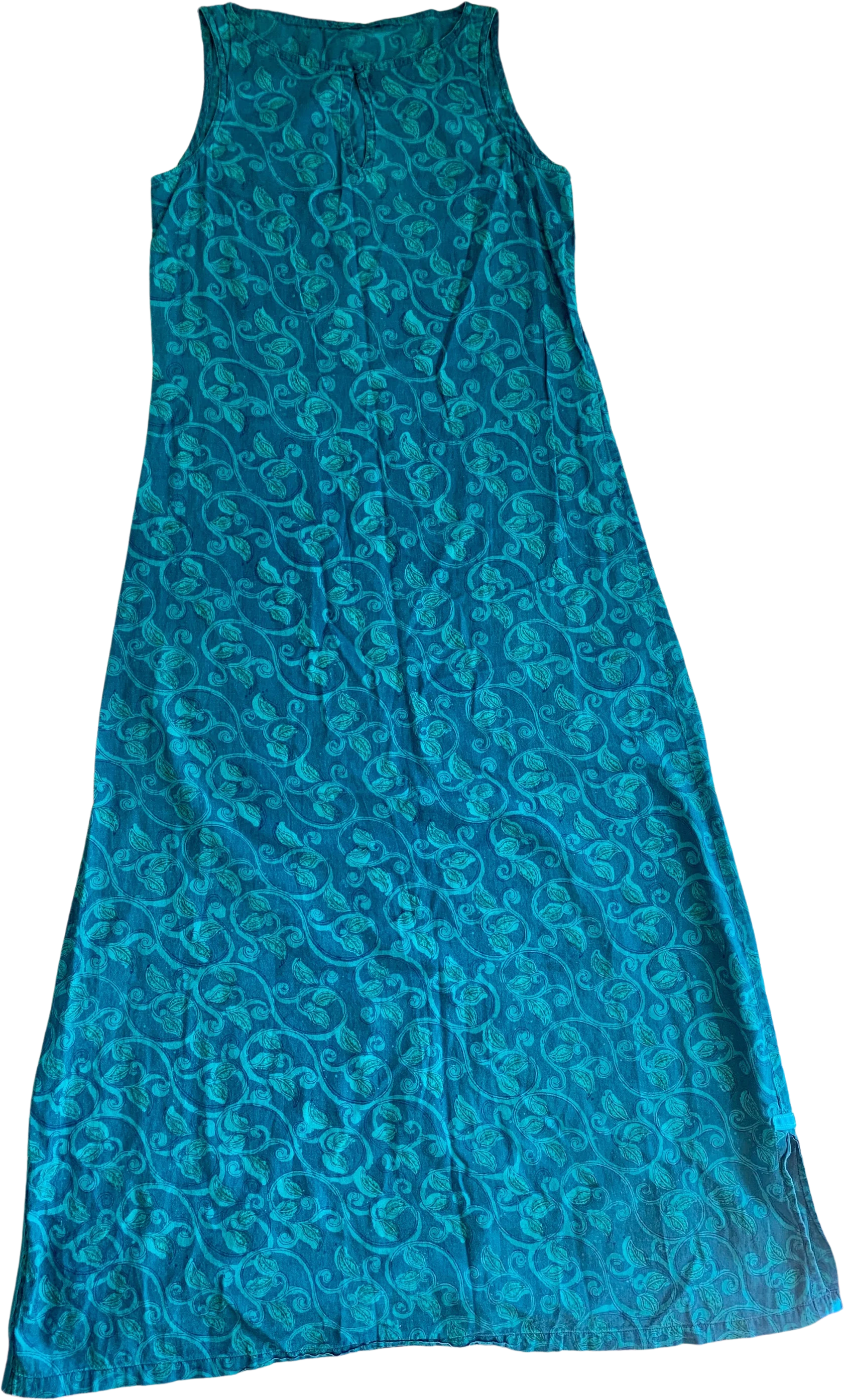 Vintage 70s India Cotton Block Print Maxi Dress Sz S / M