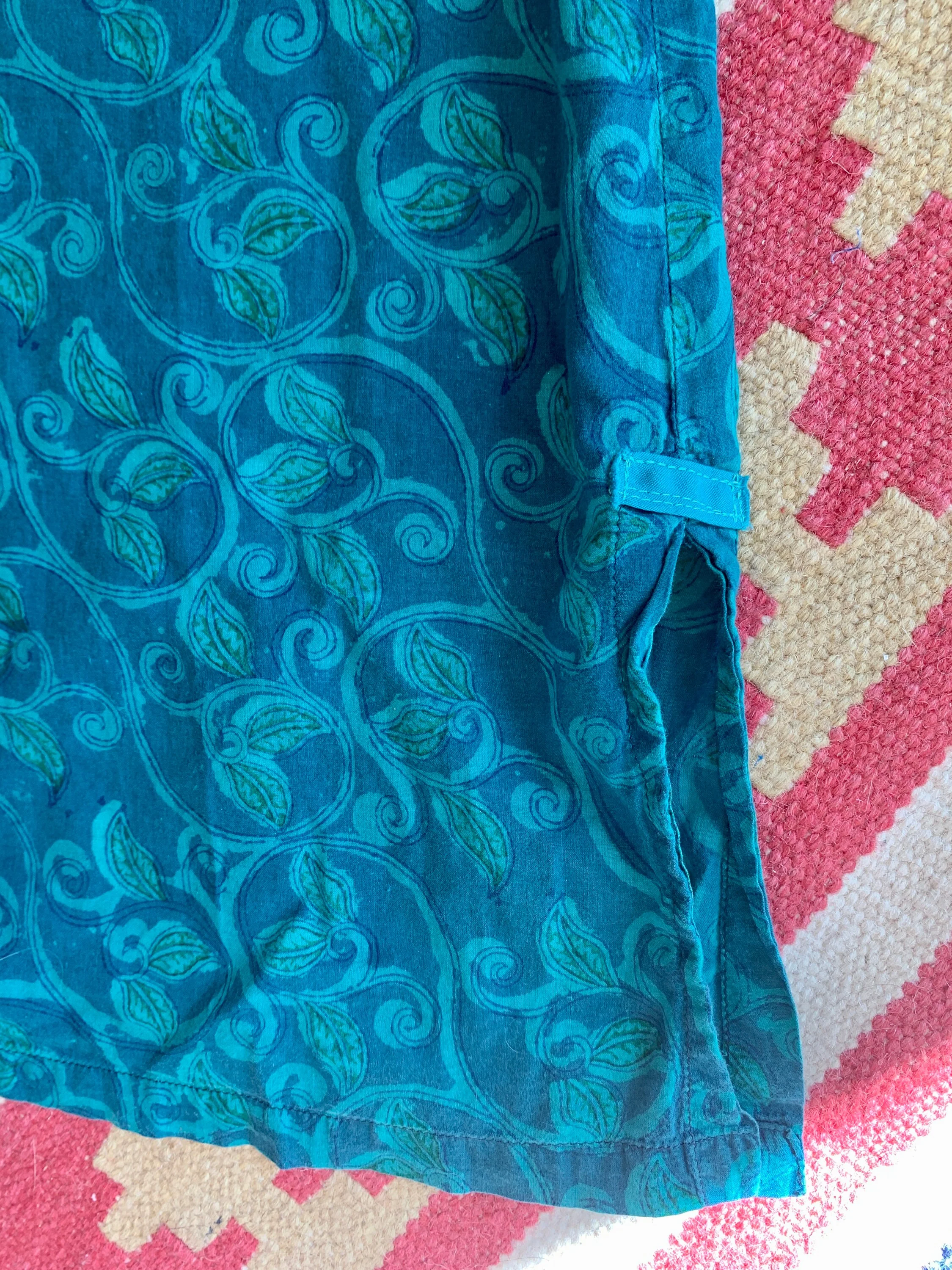 Vintage 70s India Cotton Block Print Maxi Dress Sz S / M - Image 6
