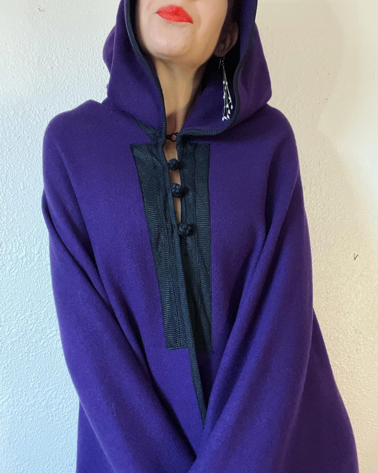 Vintage 70s Indigo Purple Wool Cape Cloak - Image 7