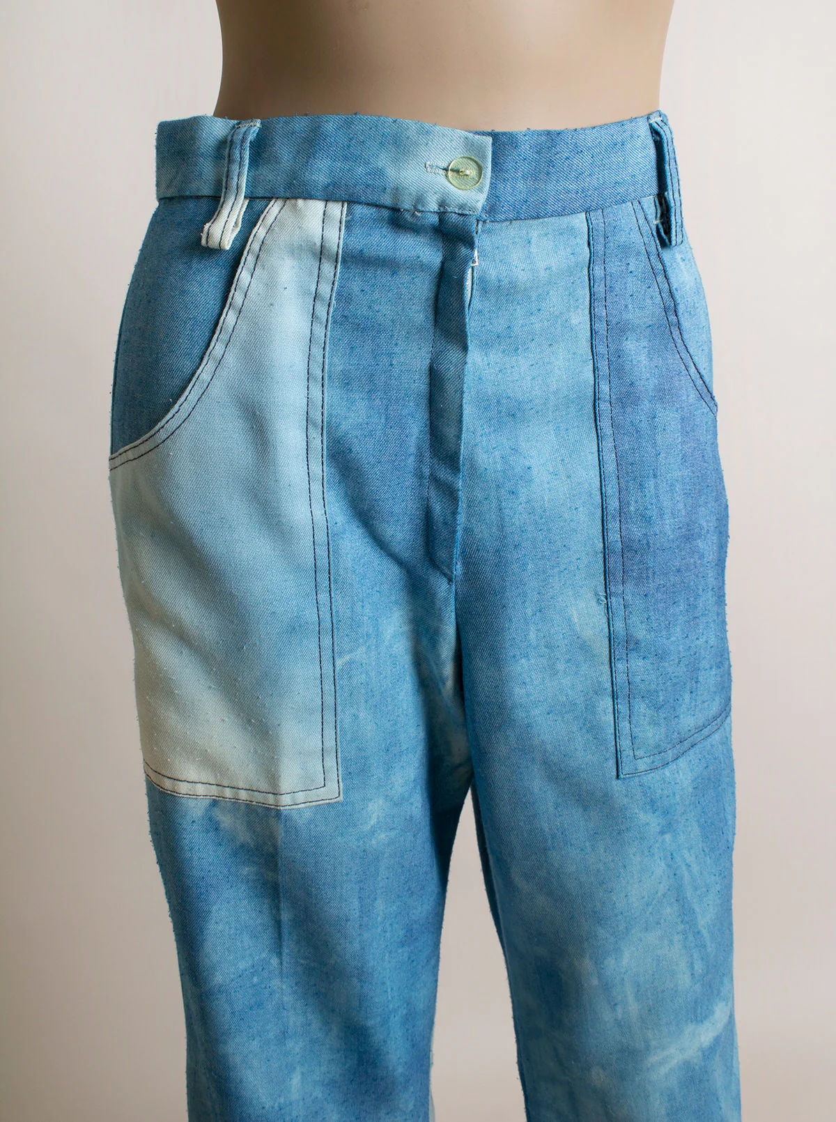Vintage 70s Jacket and Flare Pants Set Blue Sky Cloud Dye Psychedelic Print - Image 10