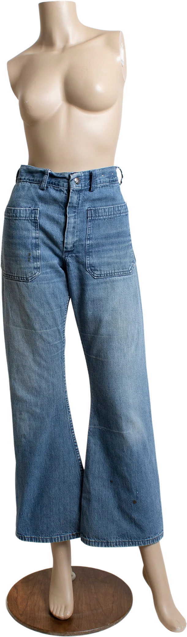 Vintage 70s Jeans 70s Denim Seafarer High Waist Wide Flare Leg Bell Bottoms Big Pockets 32 Waist 30 Length by Erwin