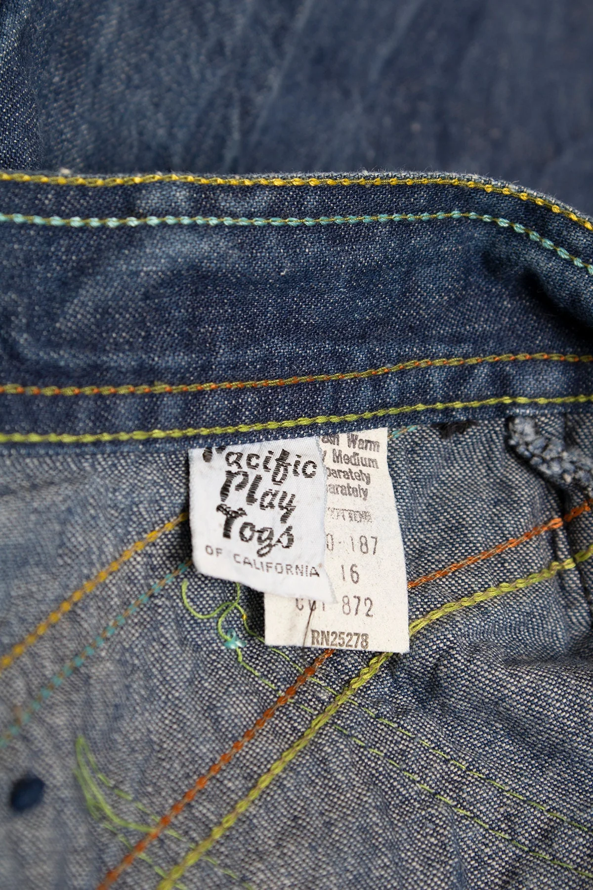 Vintage 70s Jeans Flare Wide Leg Rainbow Stitch High Waist Denim Pacific Play Togs of California by Pacific Play Togs Of California - Image 10