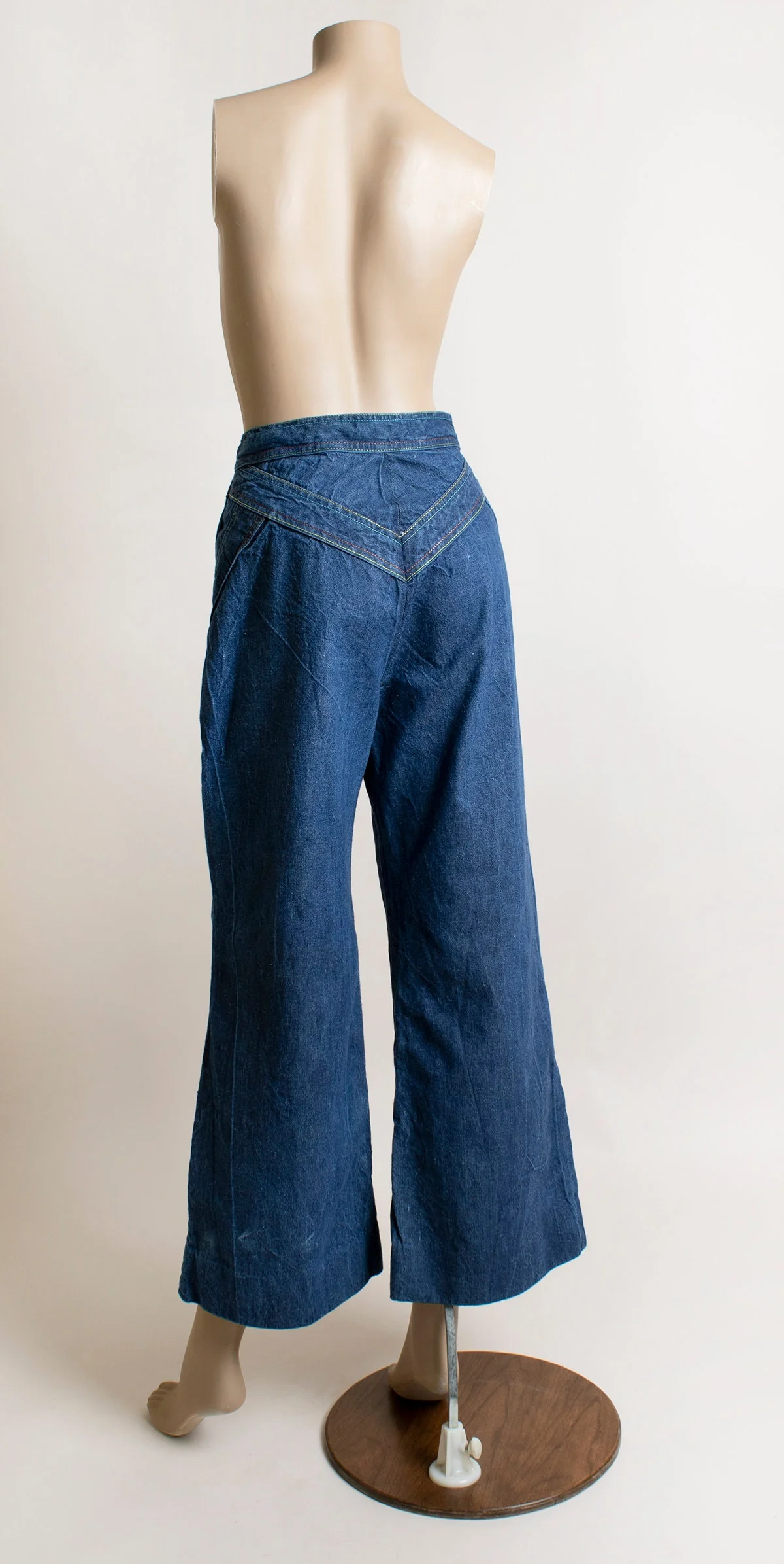 Vintage 70s Jeans Flare Wide Leg Rainbow Stitch High Waist Denim Pacific Play Togs of California by Pacific Play Togs Of California - Image 2