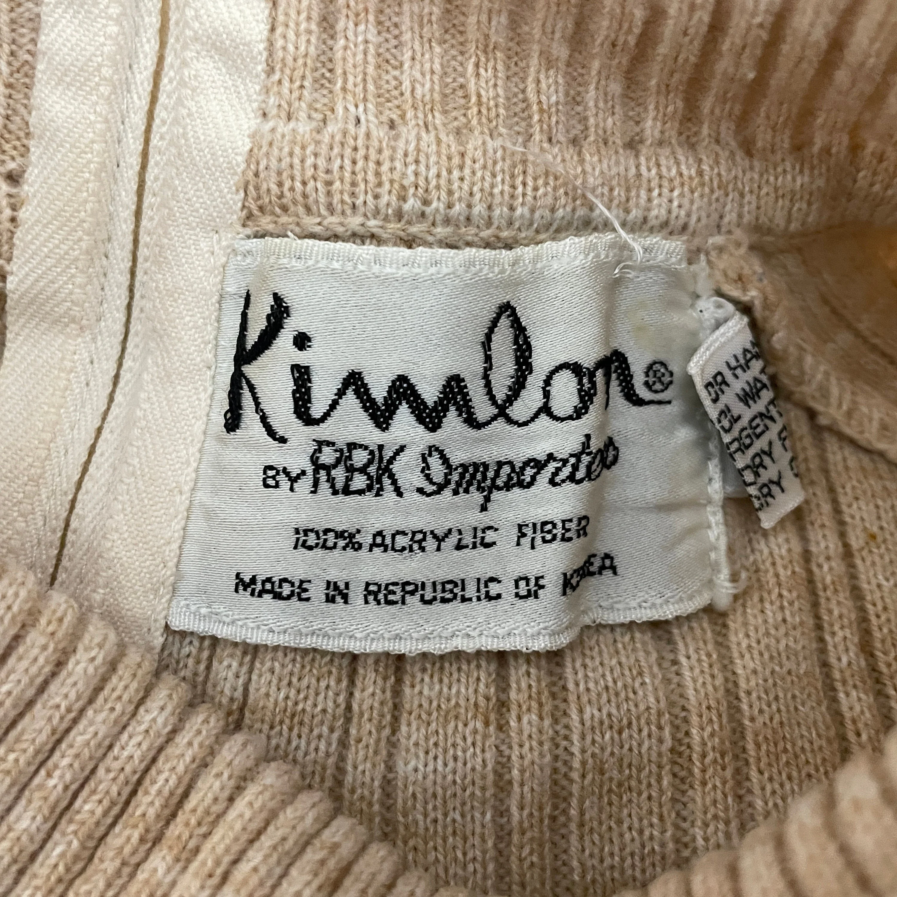 Vintage 70s Kimlon Beige White Space Dyed Ribbed Knit Turtleneck Jumper Sweater by Kimlon By Rbk Importers - Image 8