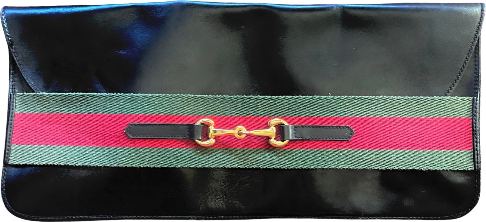 Vintage 70s Large Leather Clutch Italian Made Horsebit Hardware Chic Evening Bag Handbag - Image 2
