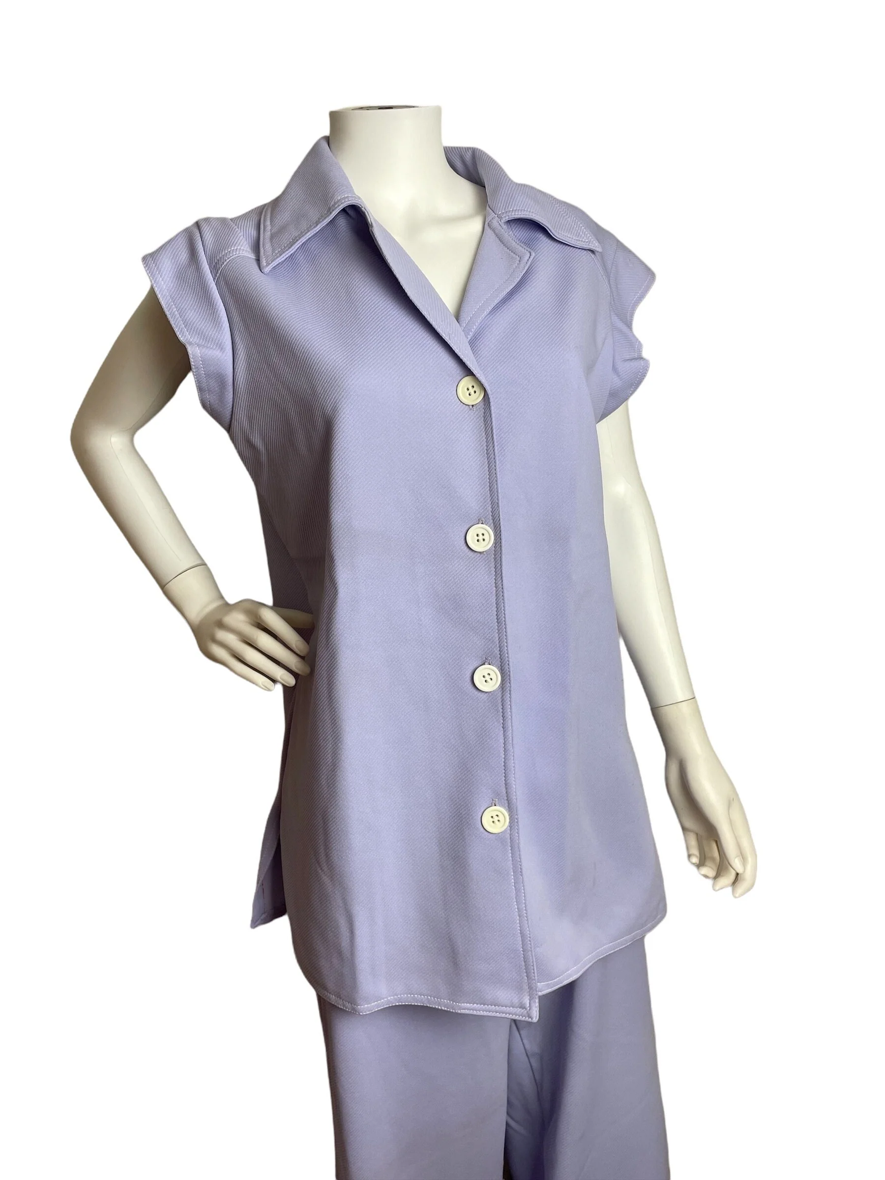 Vintage 70s Lavender Purple Two Piece Matching Wide Leg Pants Shirt Set by JCPenny - Image 3