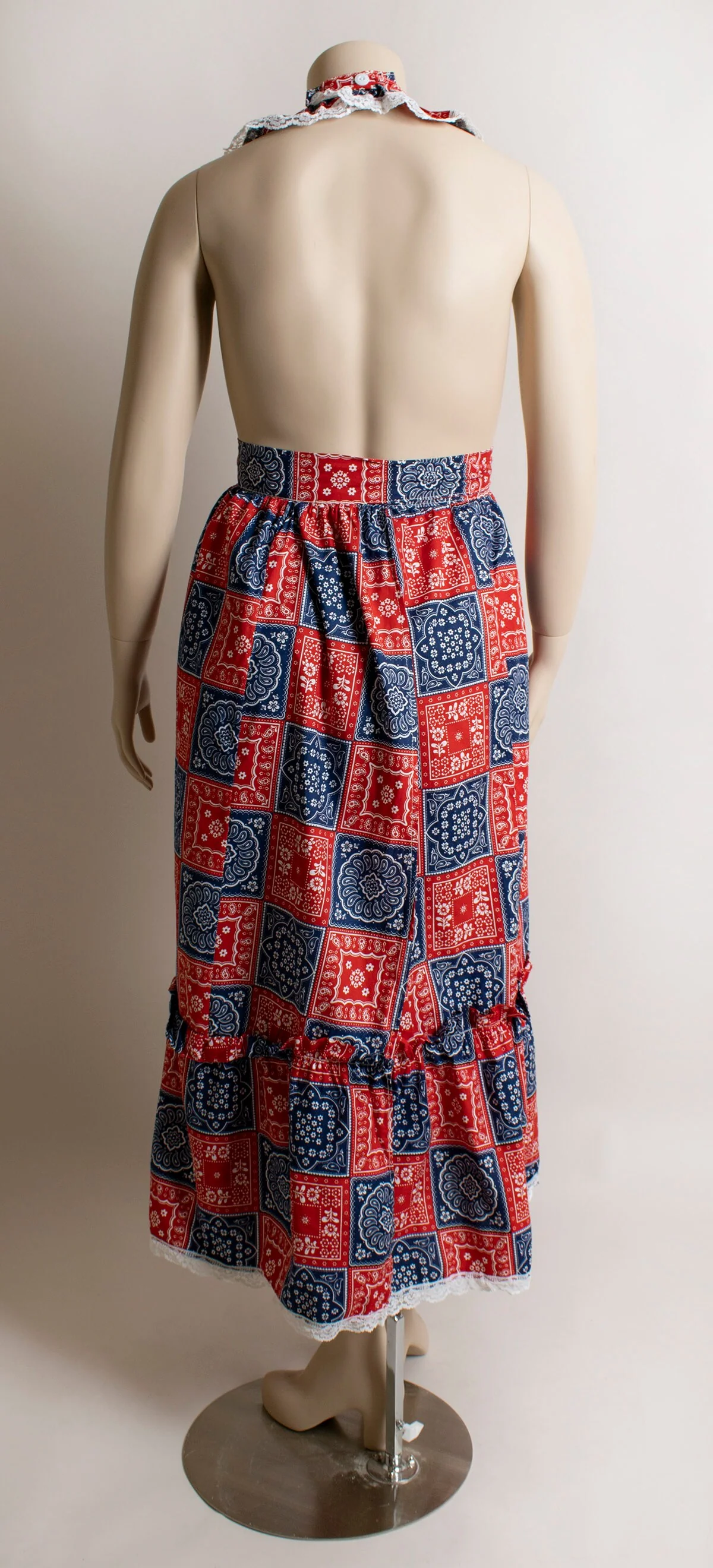 Vintage 70s Maxi Floor Length Red White and Blue Summer Pinafore Dress by Now Designs by Now Designs - Image 2