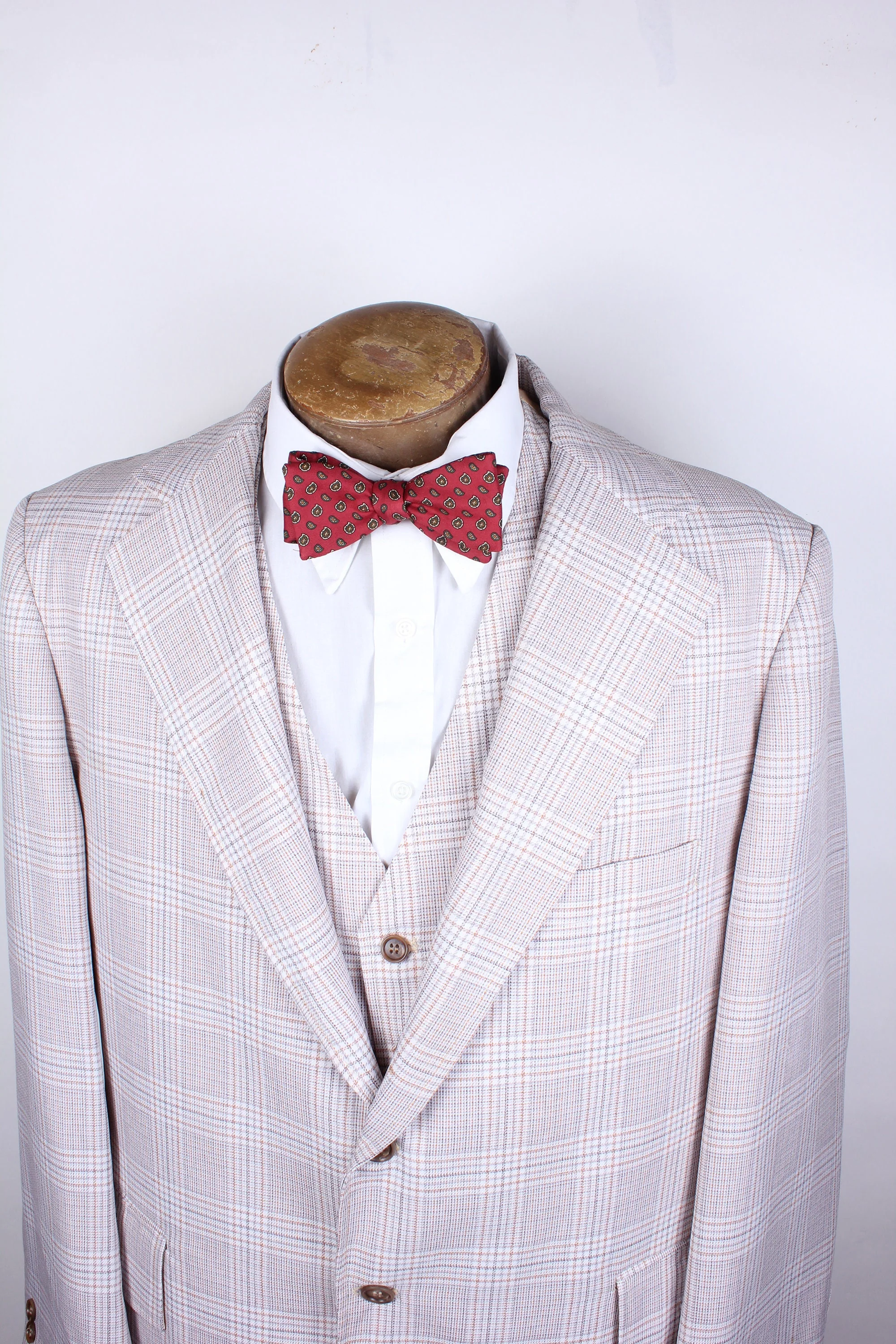 Vintage 70s Men's Brown Plaid Polyester Three Piece Suit - Image 5
