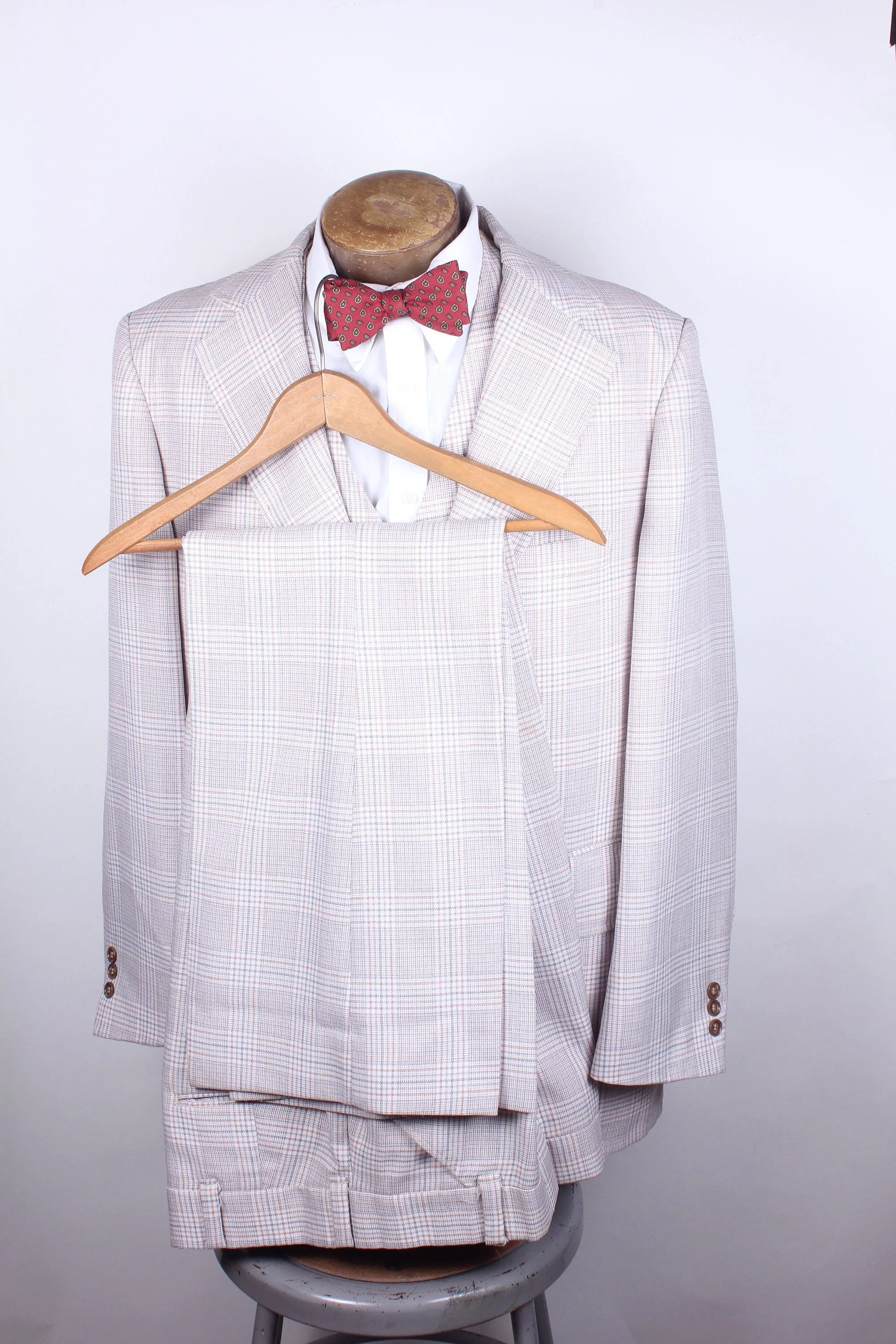 Vintage 70s Men's Brown Plaid Polyester Three Piece Suit - Image 6