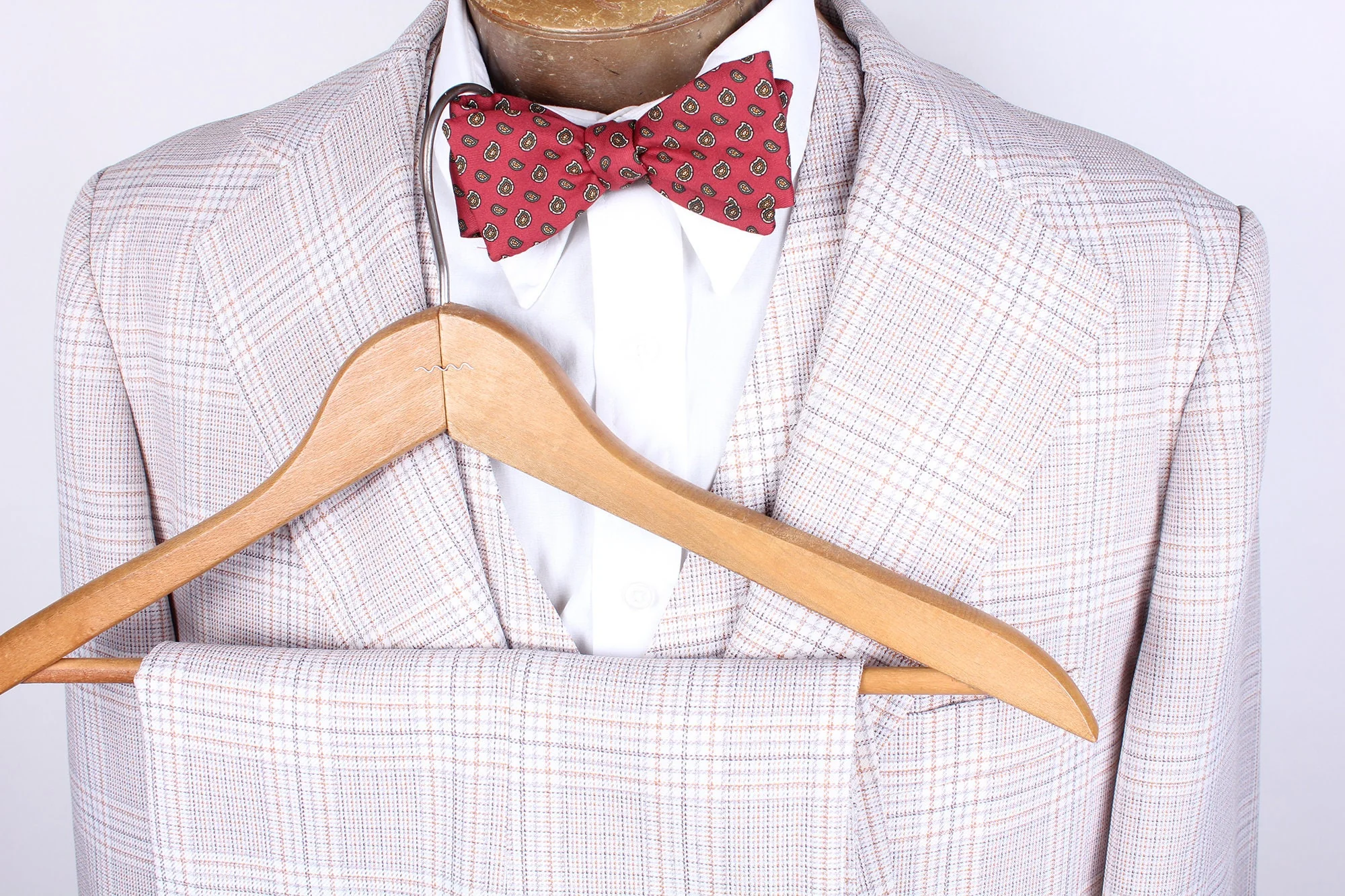 Vintage 70s Men's Brown Plaid Polyester Three Piece Suit - Image 7