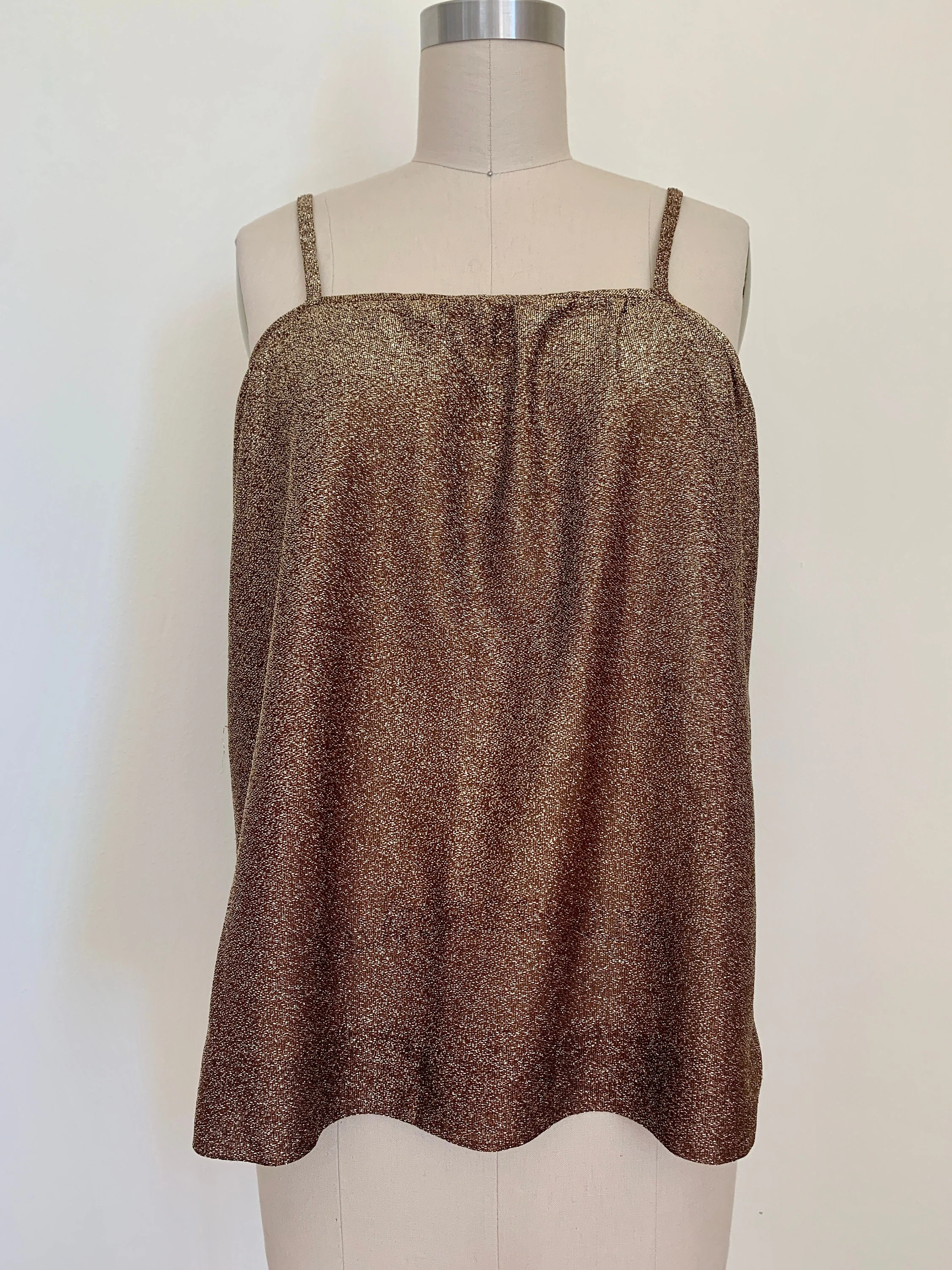 Vintage 70s Metallic Shimmer Disco Tank Top Camisole Sz M / L - Image 3