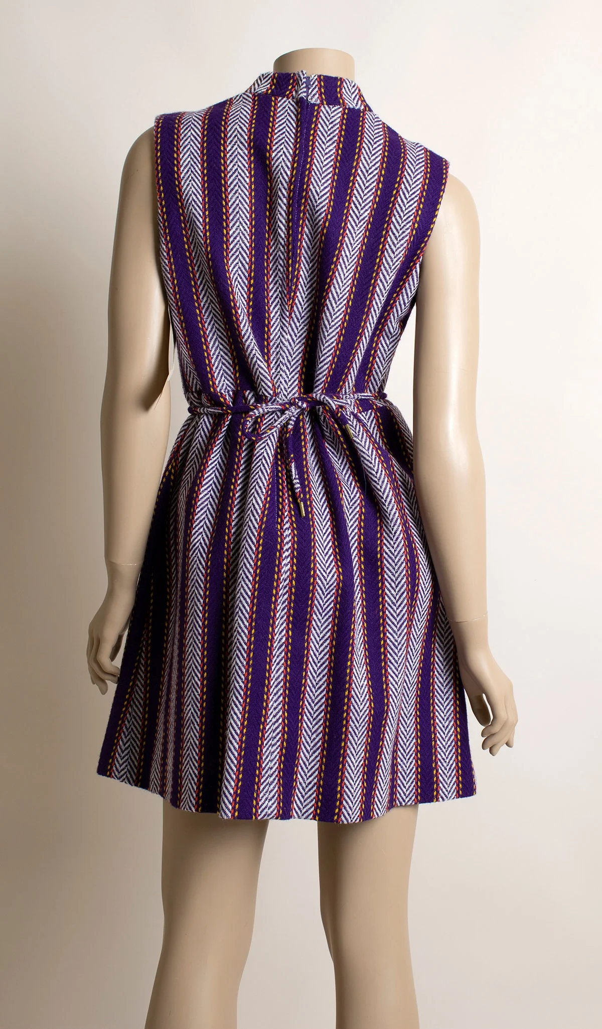 70s Deadstock Sleeveless Autumn Striped Knit Mini Dress by E.D - Image 4